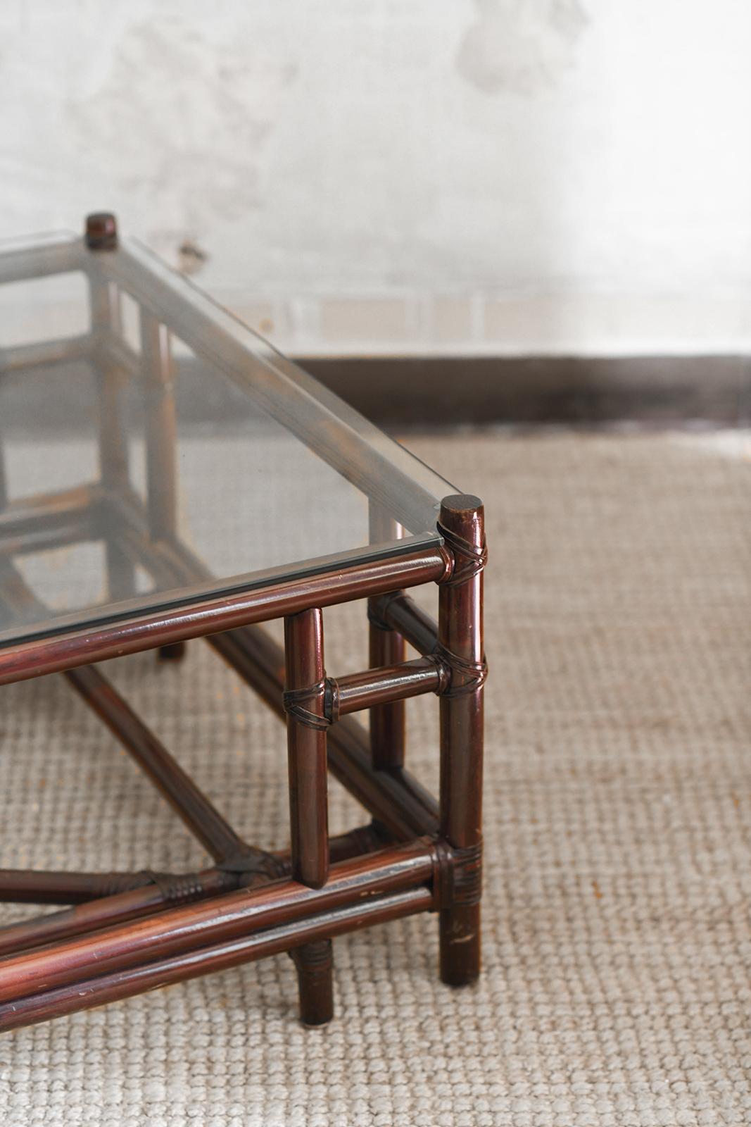 Wicker Dark wicker coffee table, ‘Attila’ series by Gasparucci – design by Telemaco For Sale