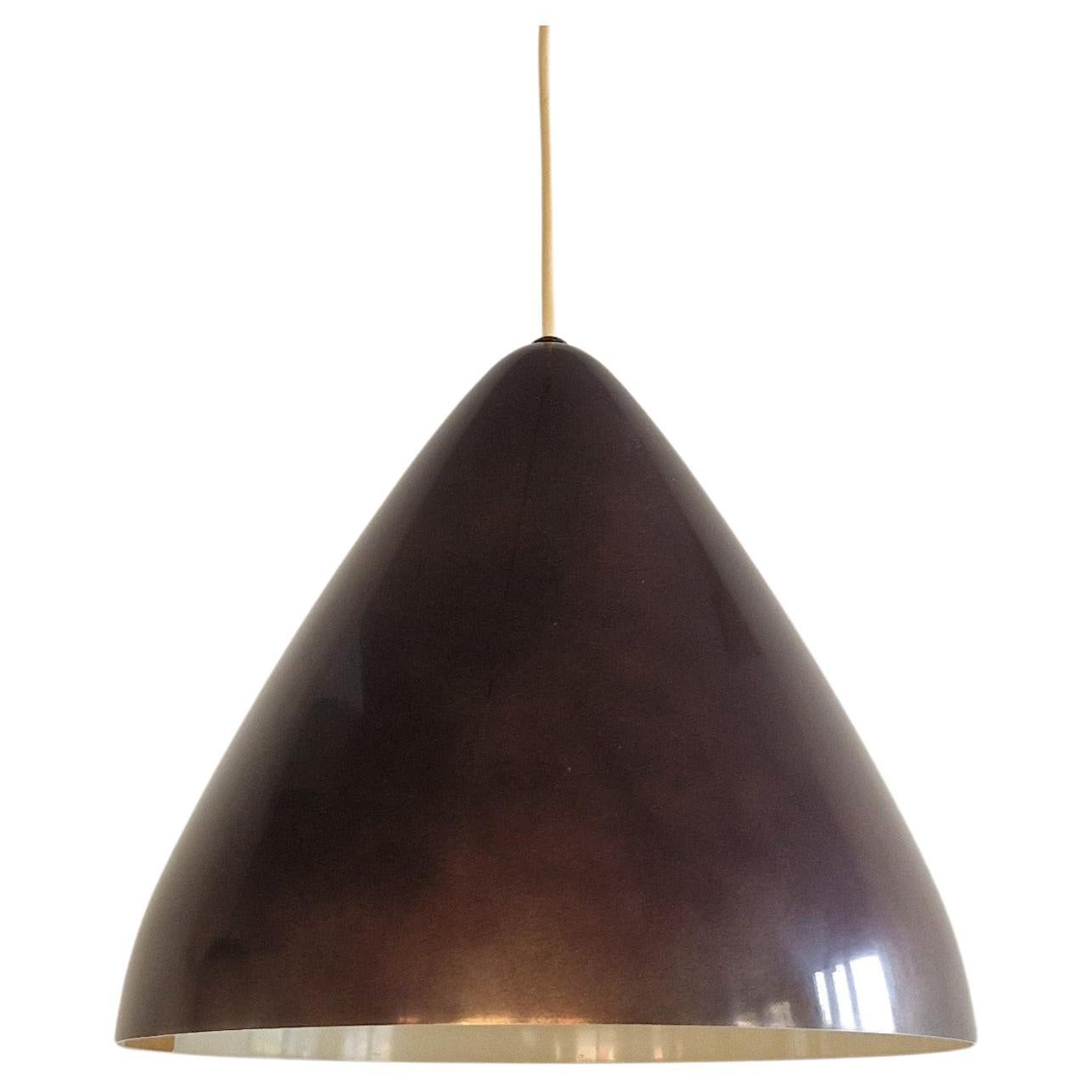 Dark wine red conical pendant lamp by Lisa Johansson-Pape for Orno, Finland 1960 For Sale