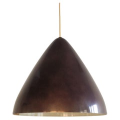 Vintage Dark wine red conical pendant lamp by Lisa Johansson-Pape for Orno, Finland 1960