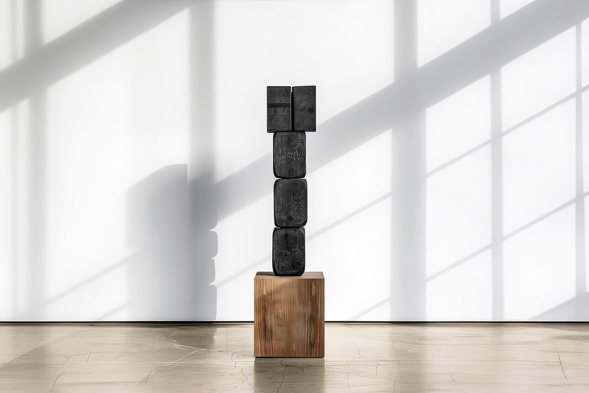 Mid-Century Modern Dark Wood Abstract Sculpture Contemporary Unseen Force No36 by NONO For Sale