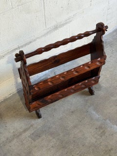 Dark Wood Magazine Holder Mid-Century Modern Vintage