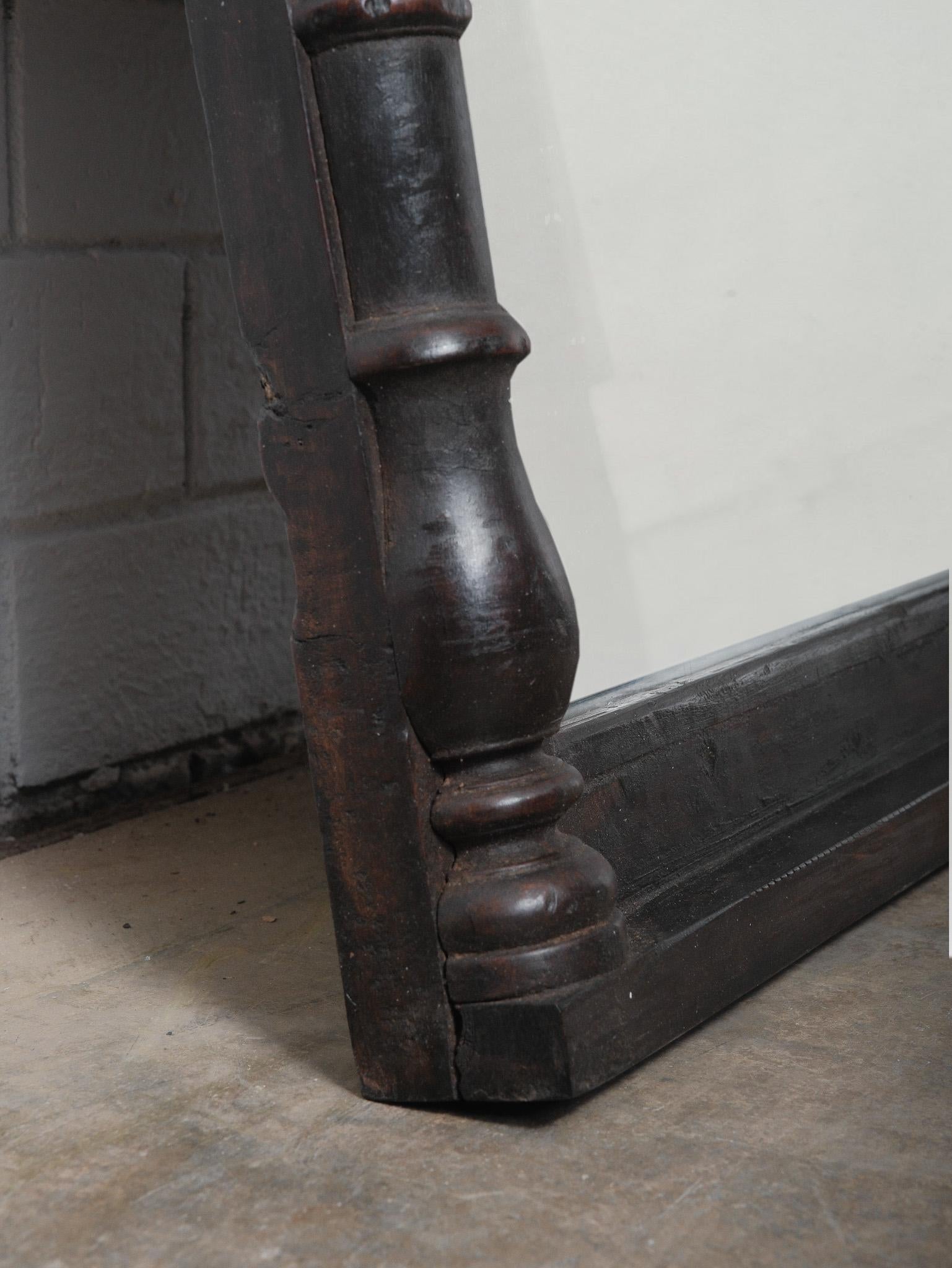 Dark Wood Mirror Frame with Turned Columns For Sale 1