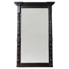 Dark Wood Mirror Frame with Turned Columns