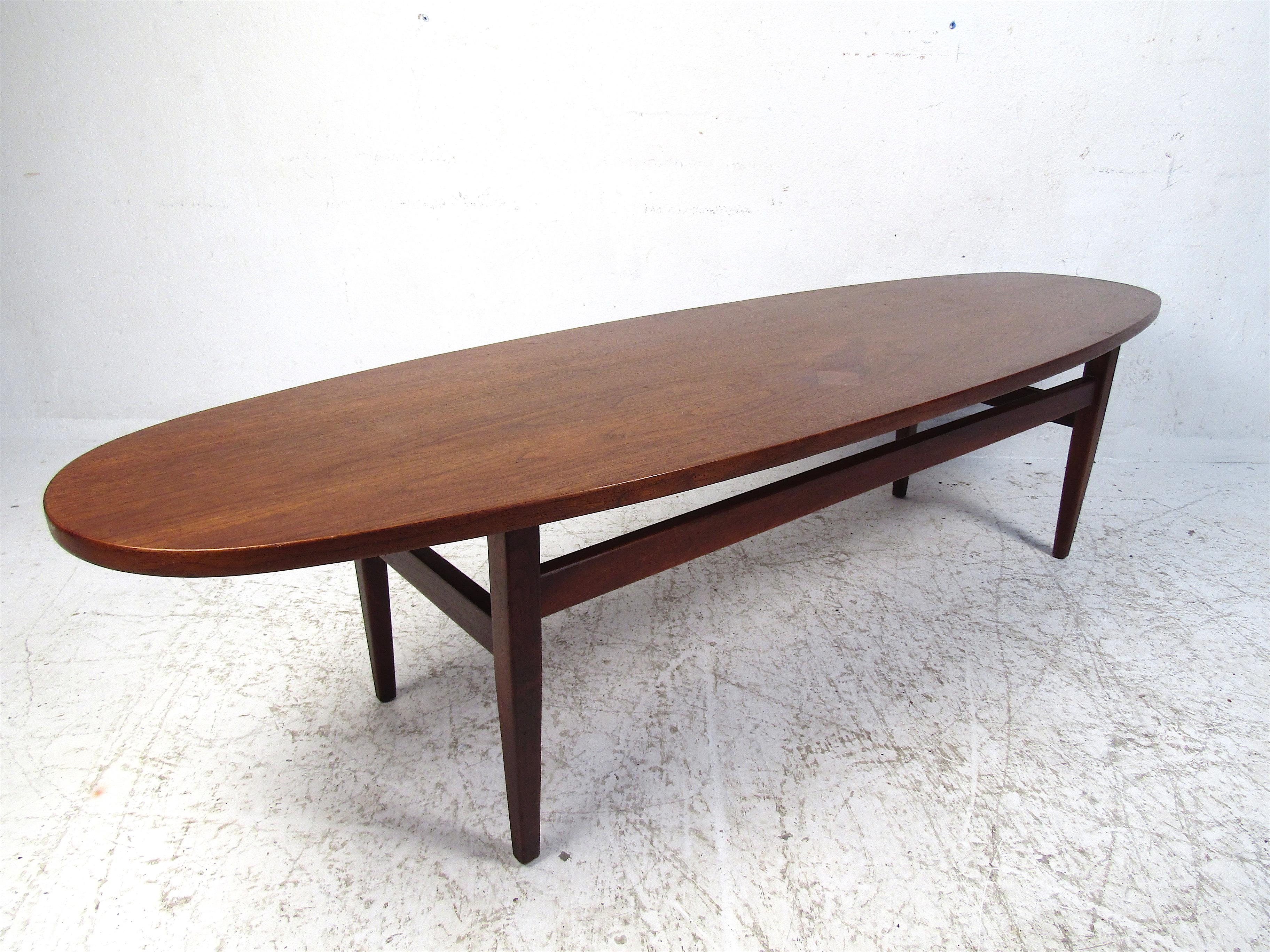 Mid-Century Modern Dark Wood Oval Coffee Table