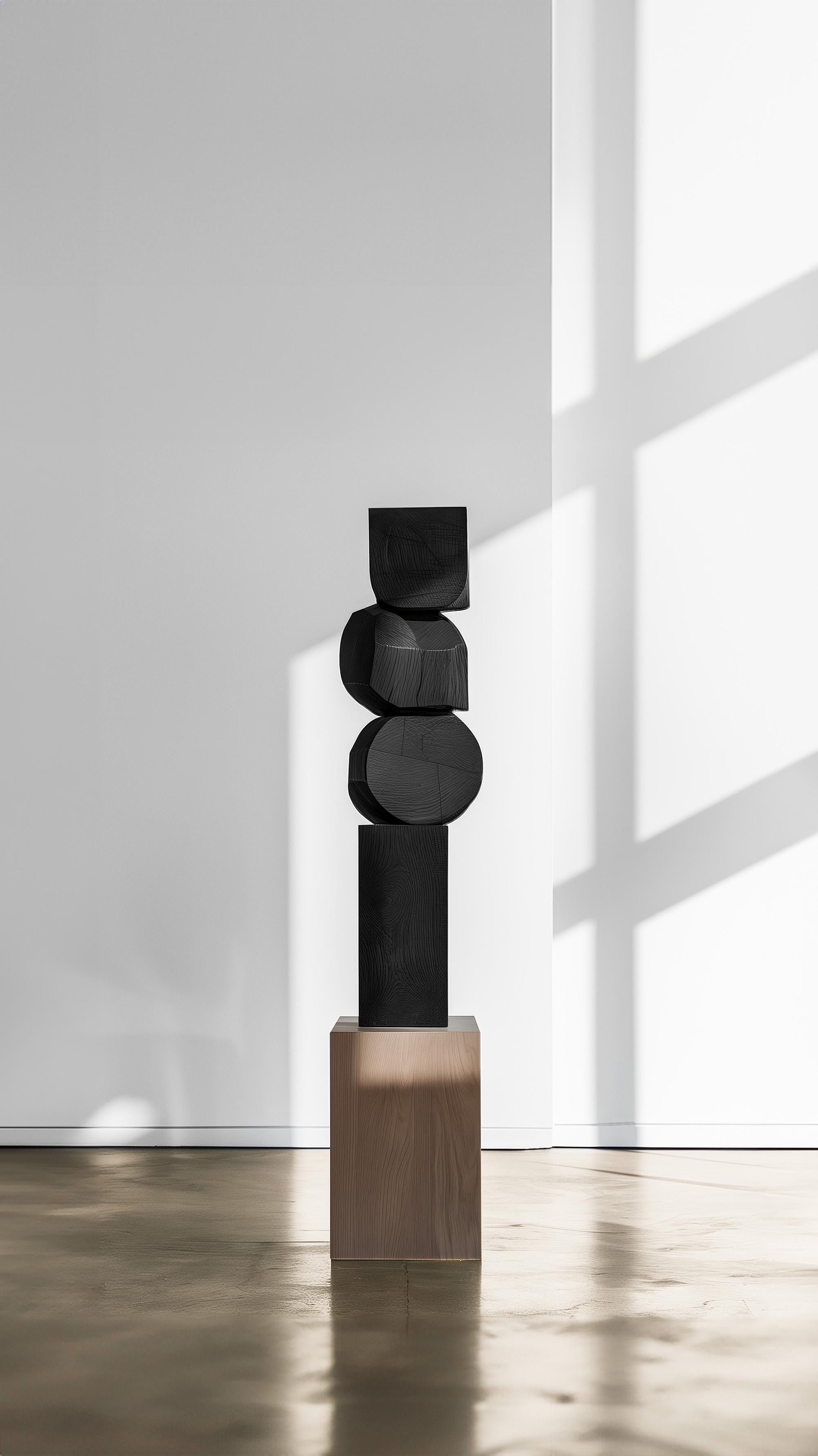 Hand-Crafted Dark Wood Sculpture Contemporary Art Unseen Force No31 by Joel Escalona For Sale