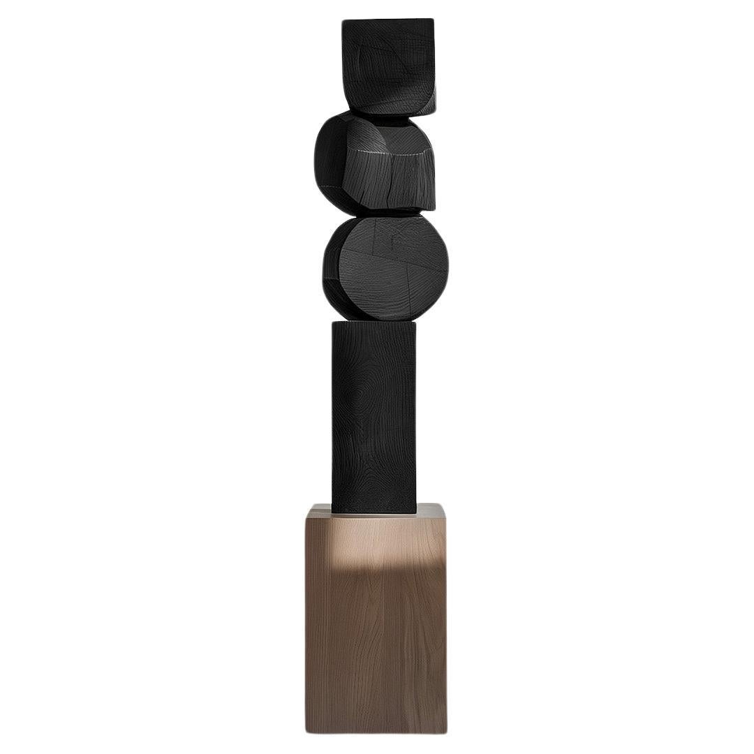 Dunkle Holzskulptur Zeitgenössische Kunst Unseen Force No31 von Joel Escalona