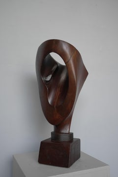 Scultura in legno scuro dell'artista olandese Jef Depassé, 1969