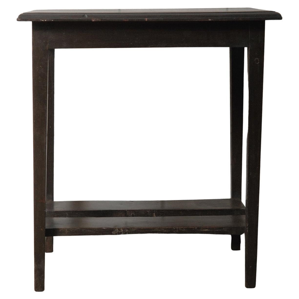 Dark Wooden Side Table with Lower Shelf