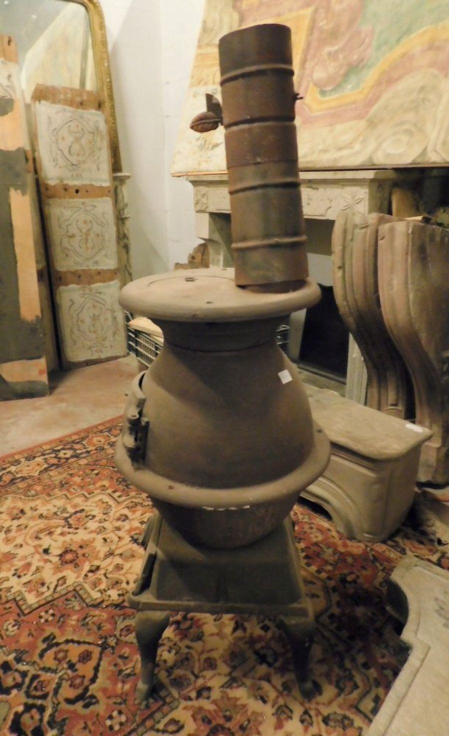 Dark Wrought Iron Stove, Typically from the Italian Valleys For Sale 1