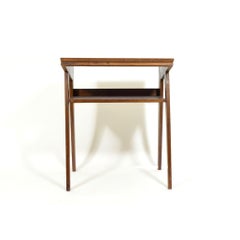 Darked Stained Oak Side Table, 1970s