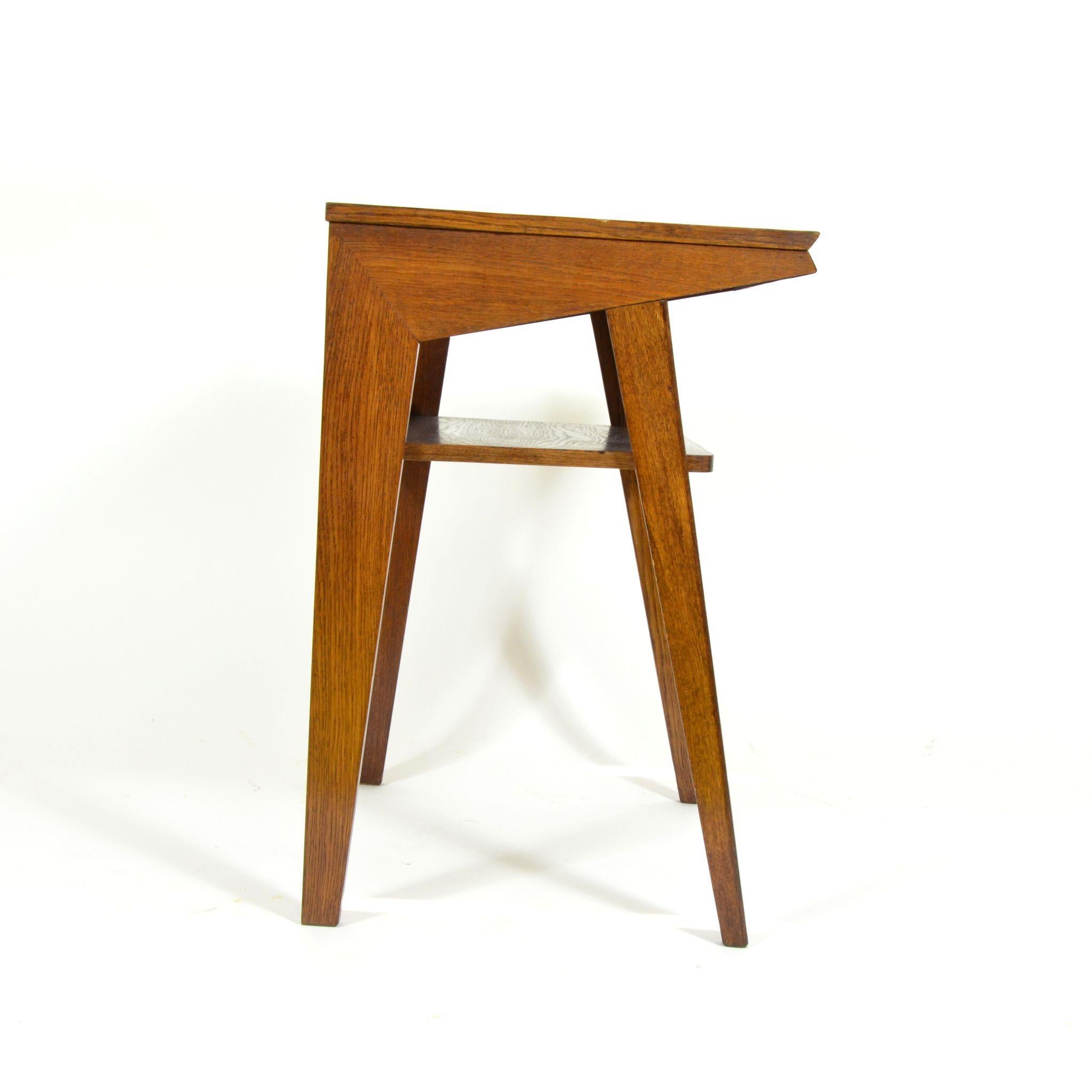 Late 20th Century Darked Stained Oak Side Table, 1970s For Sale