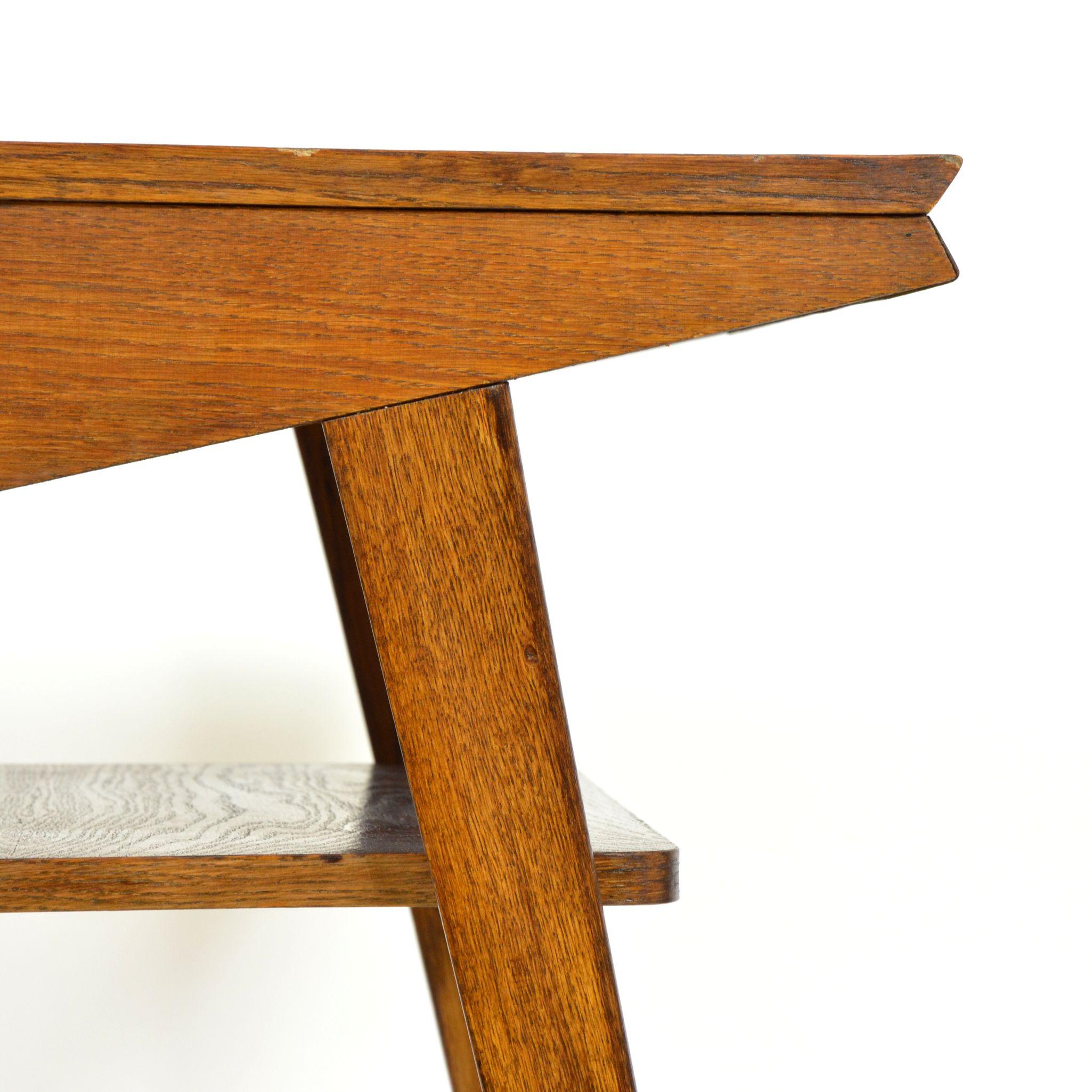 Darked Stained Oak Side Table, 1970s For Sale 1
