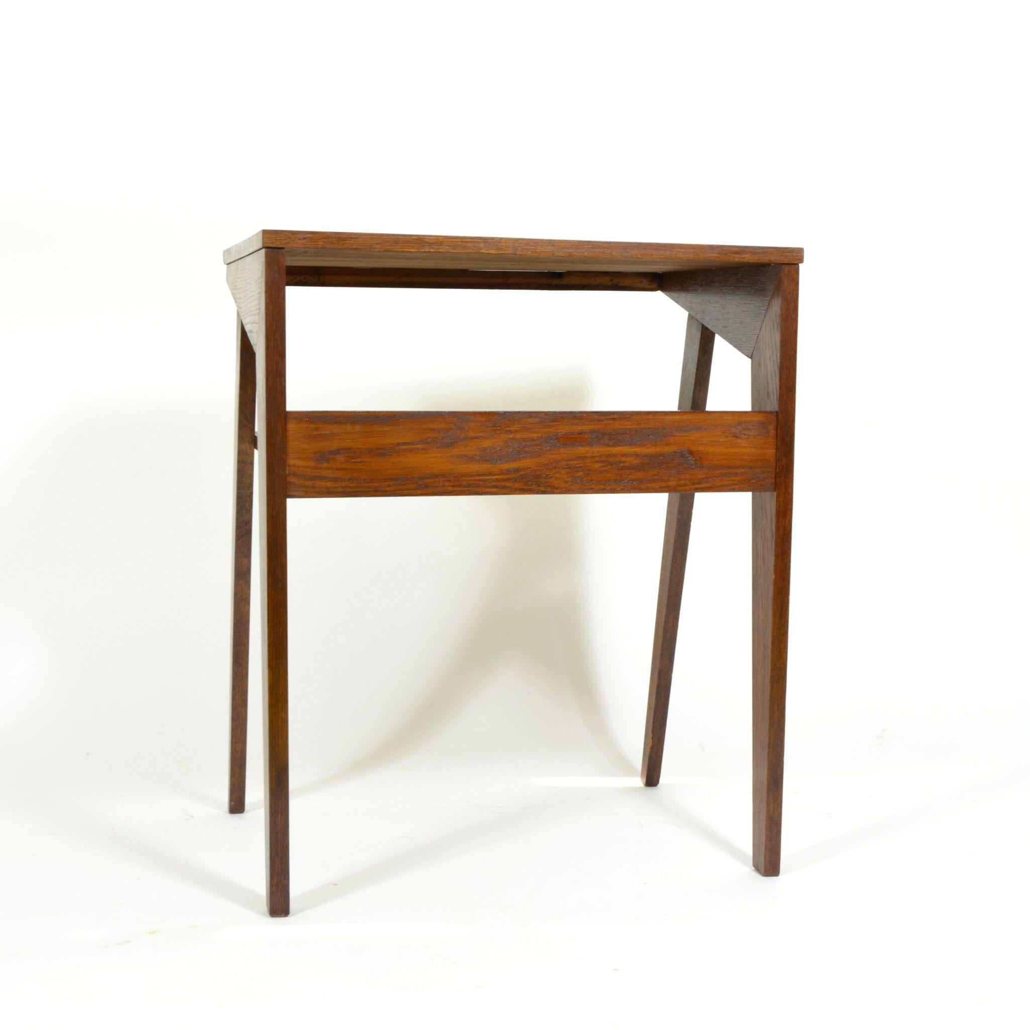 Darked Stained Oak Side Table, 1970s For Sale 2