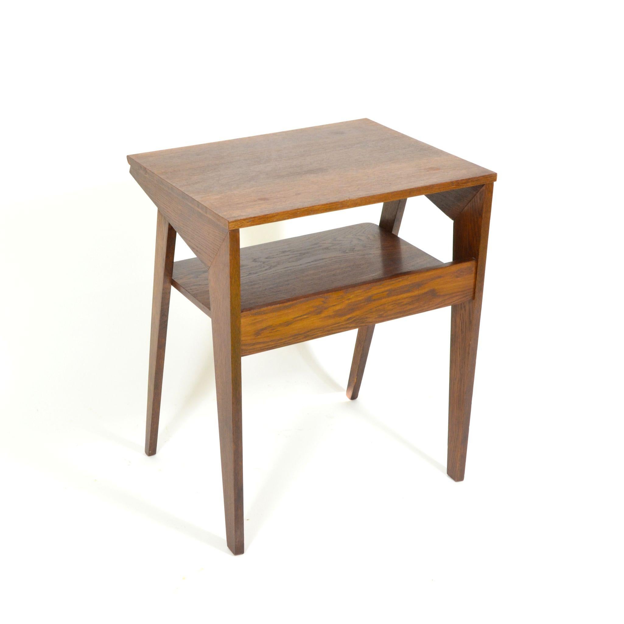 Darked Stained Oak Side Table, 1970s For Sale 3