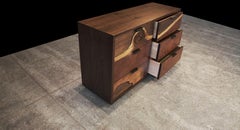 Organic Darkened Black Walnut Dresser with Black Metal Handles