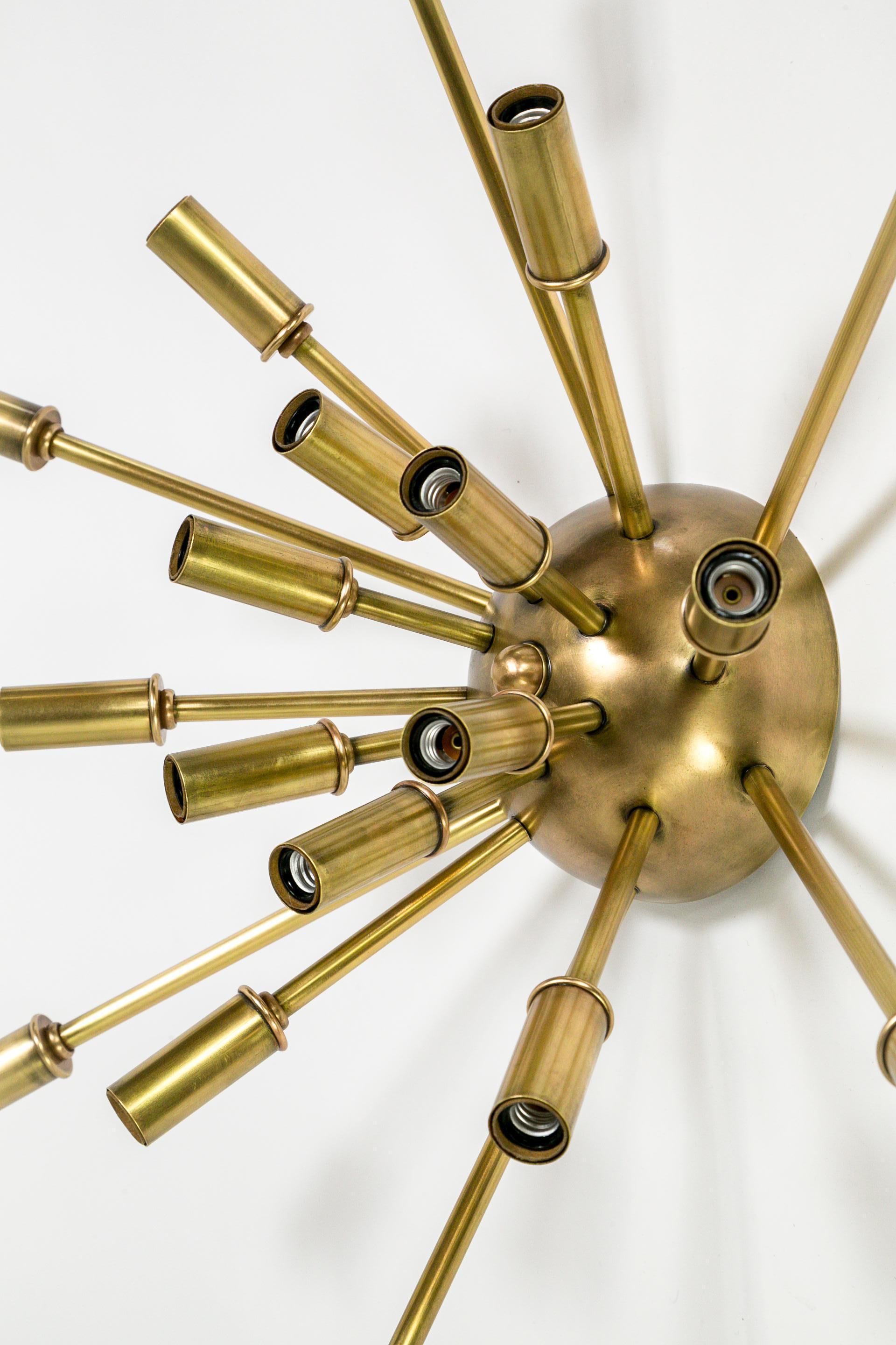 Contemporary Darkened Brass Starburst 18-Light Sputnik Flush Mount Light For Sale