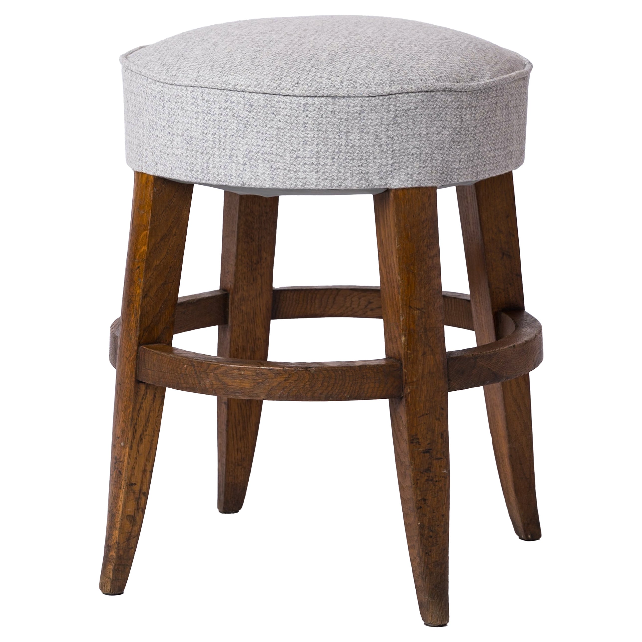 Darkened Oak Four Legged Upholstered Art Deco Stool - France 1930
s im Angebot