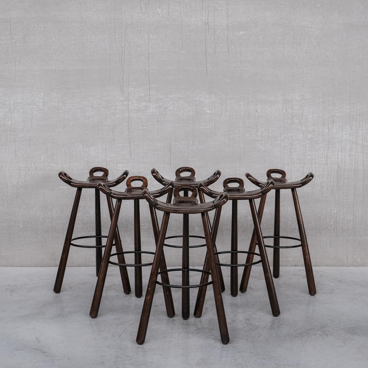 Darker Brutalist Mid-Century 'Marbella' Bar Stools, 'Up to 6' 3