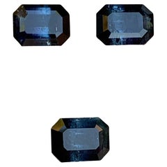Dunkel-schwarz-blau Bicolor natürlicher Turmalin Edelsteine Set 4,90 Karat Smaragdschliff