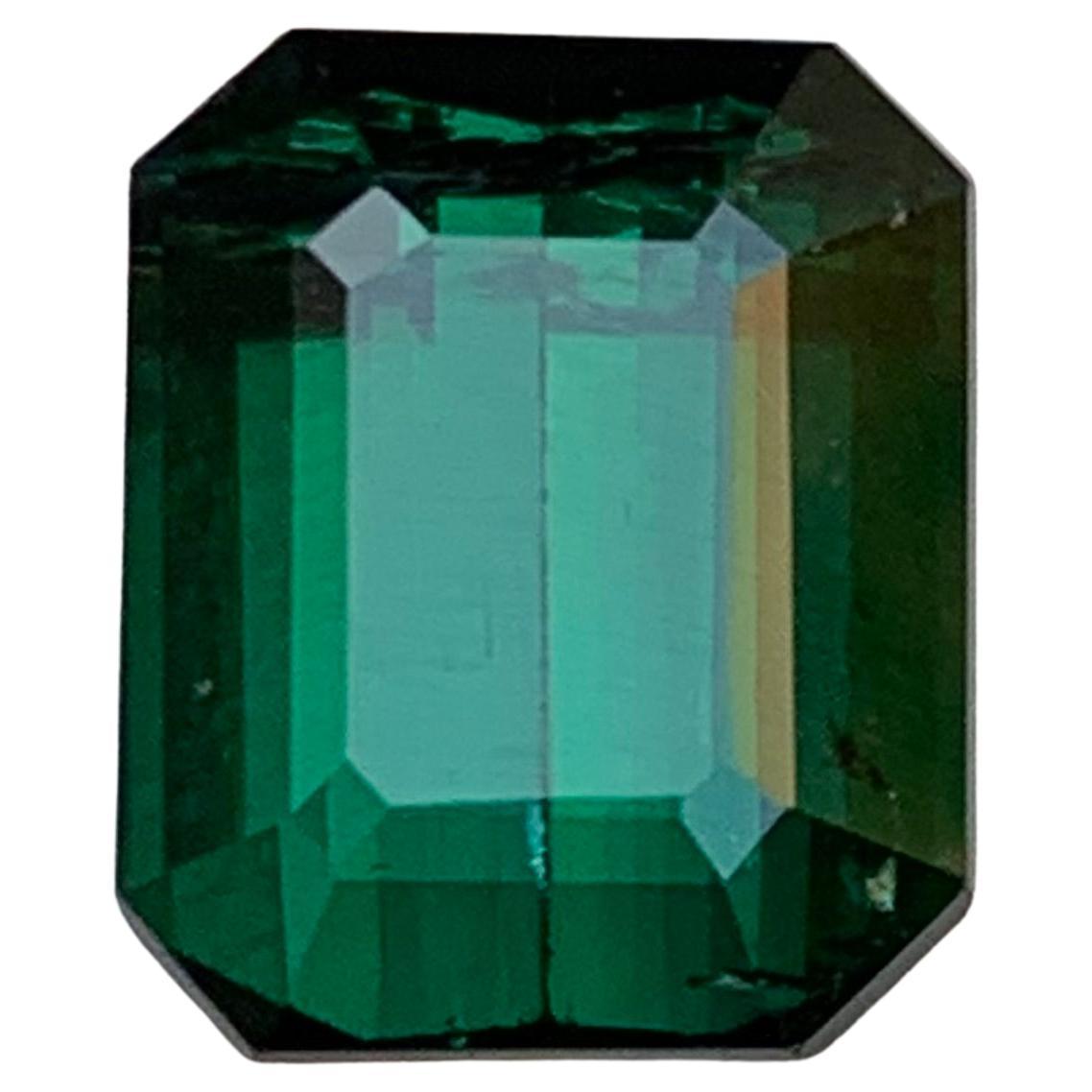 Darkish Green Tourmaline 4.39 Ct Emerald Cut Natural Loose Gemstone for Ring For Sale