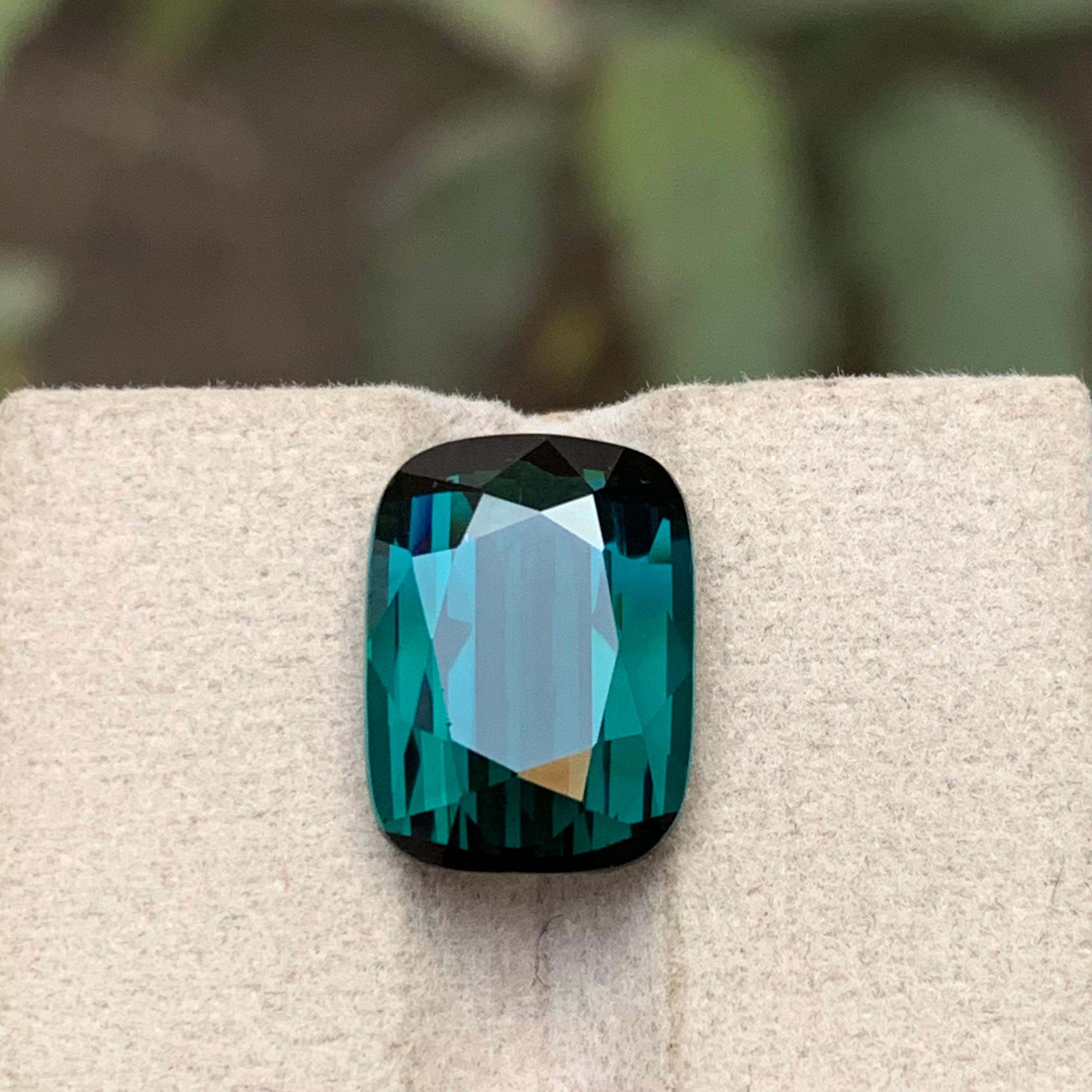 Bague en tourmaline naturelle bleu indicolite foncé taille coussin 10 carats en vente 5