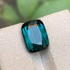 Darkish Indicolite Blue Natural Tourmaline Ring Loose Gemstone 10 Ct Cushion Cut