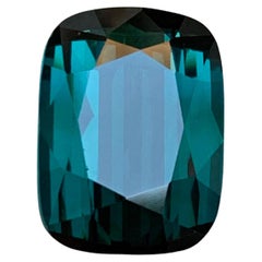 Bague en tourmaline naturelle bleu indicolite foncé taille coussin 10 carats