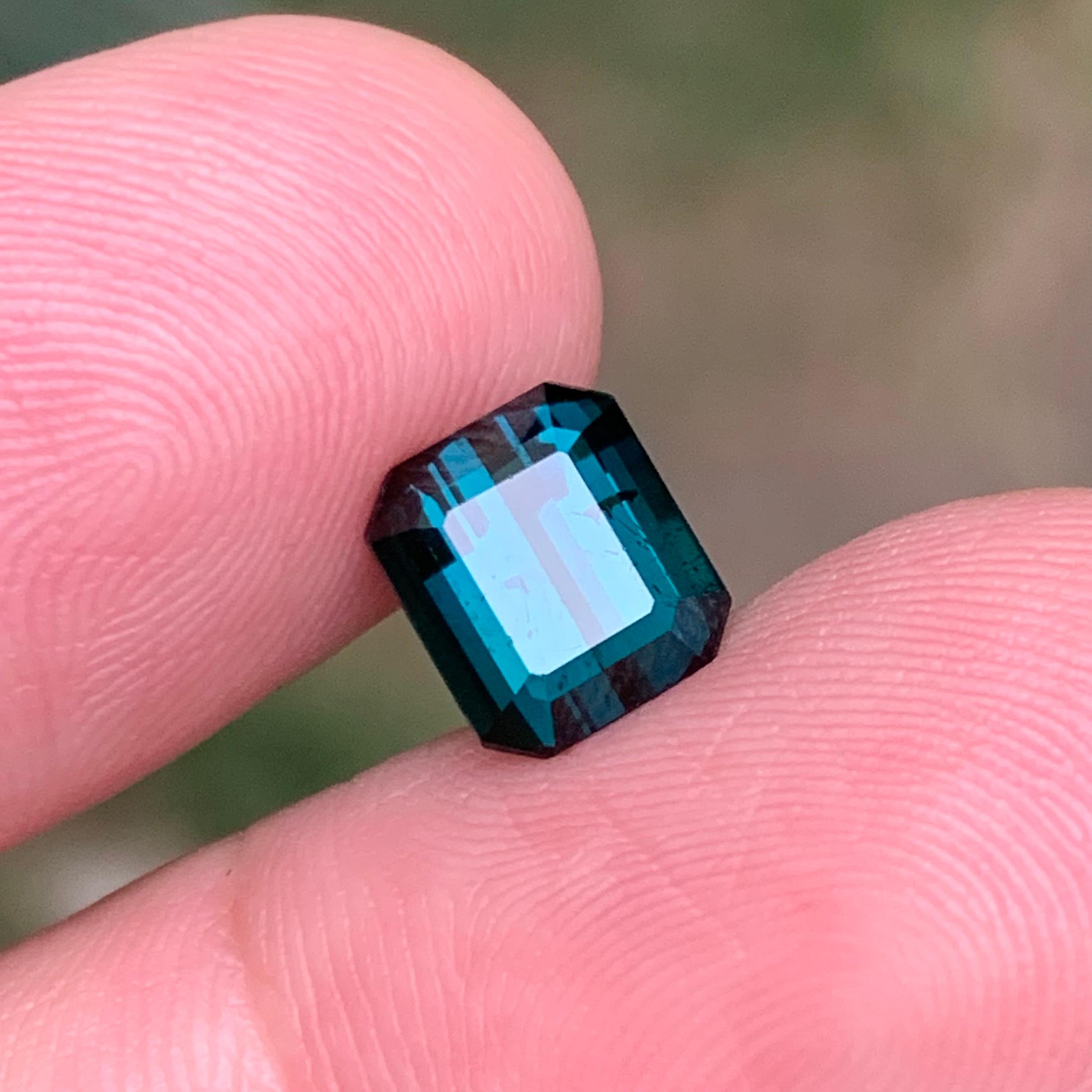 Emerald Cut Darkish Indicolite Blue Natural Tourmaline Ring Loose Gemstone 2.65 Ct Jewelry For Sale