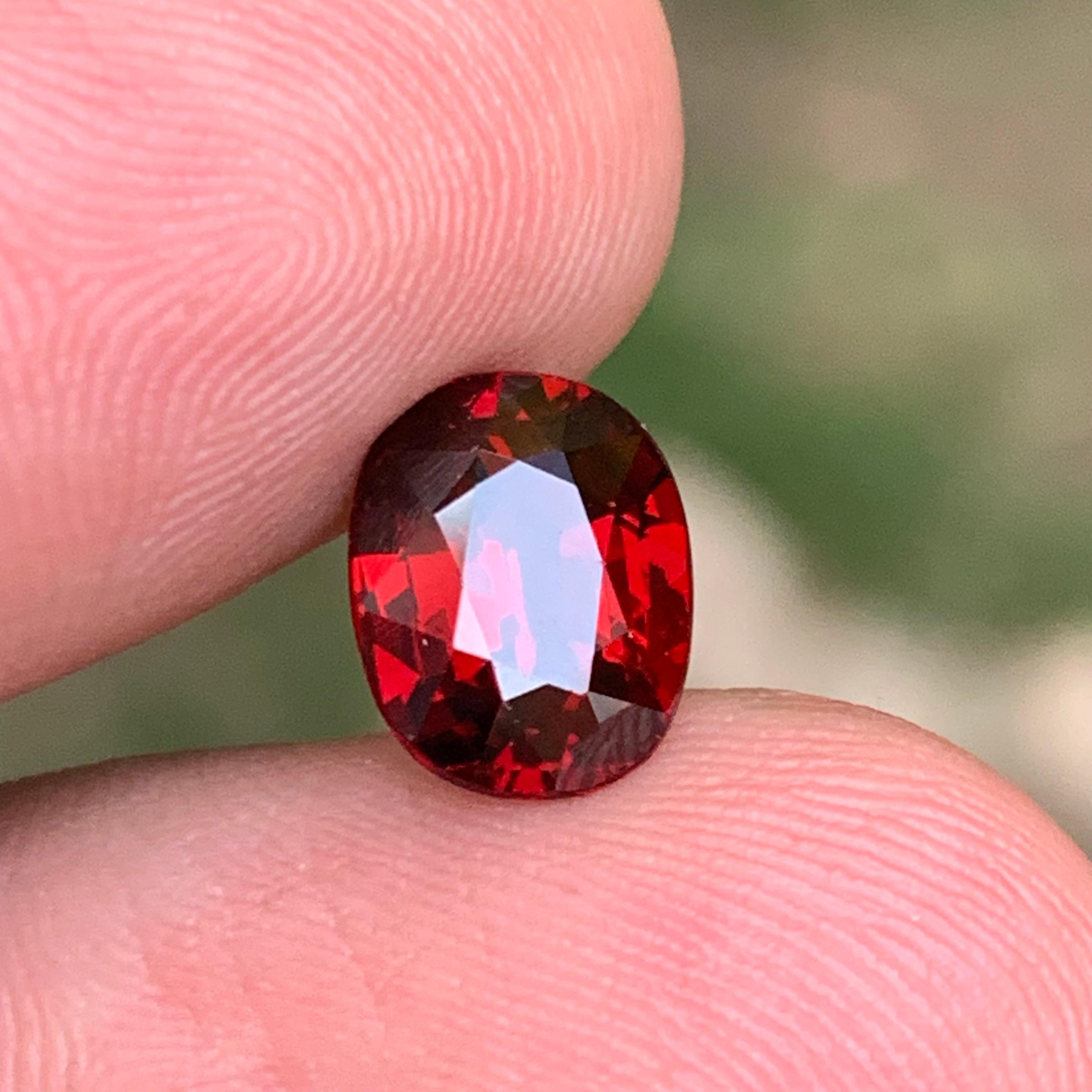 Women's or Men's Darkish Red Rhodolite Garnet 3.12 Ct Natural Loose Gemstone Oval Cut for Ring For Sale