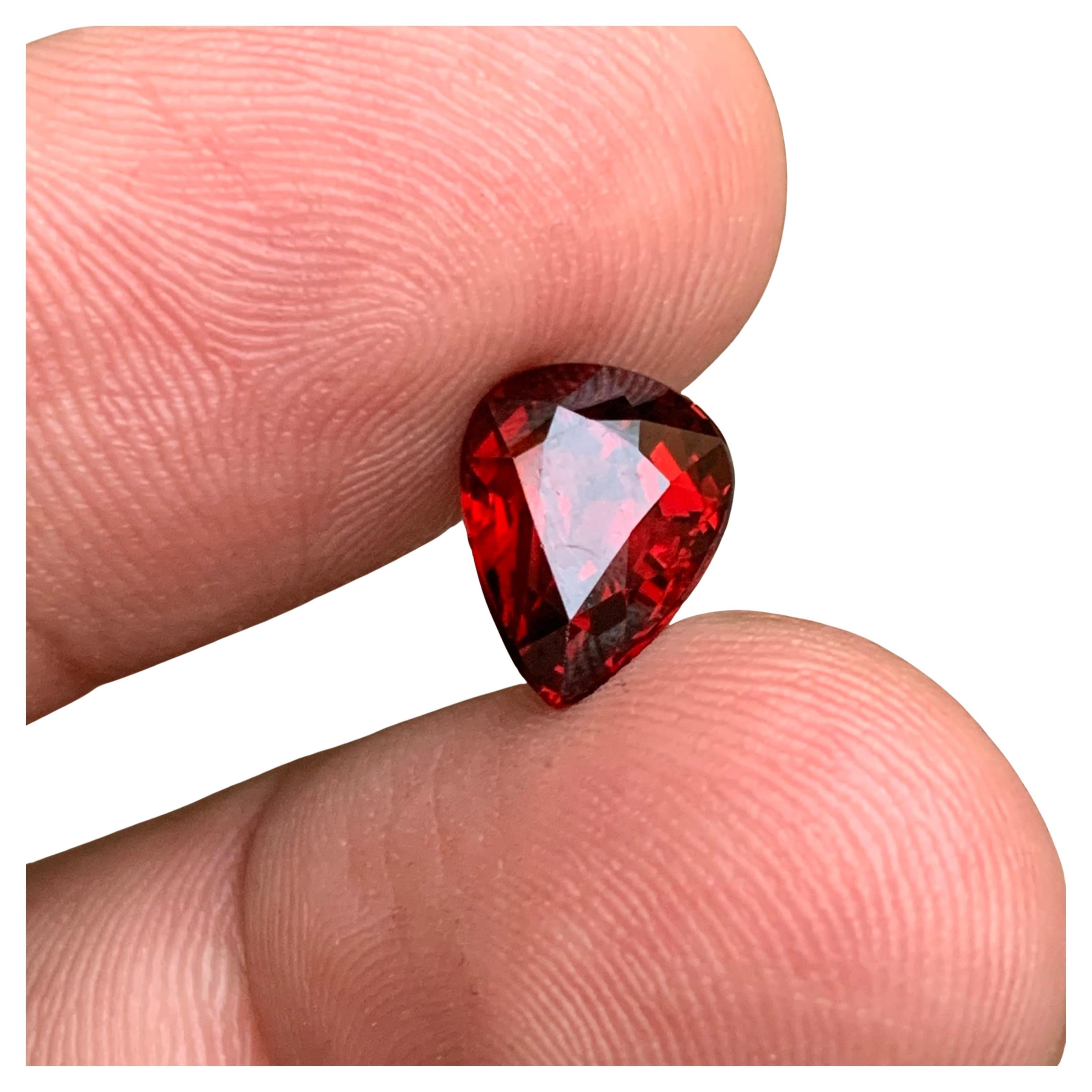 Darkish Red Rhodolite Garnet 4 Ct Natural Loose Gemstone Pear Cut for Ring Jewel For Sale