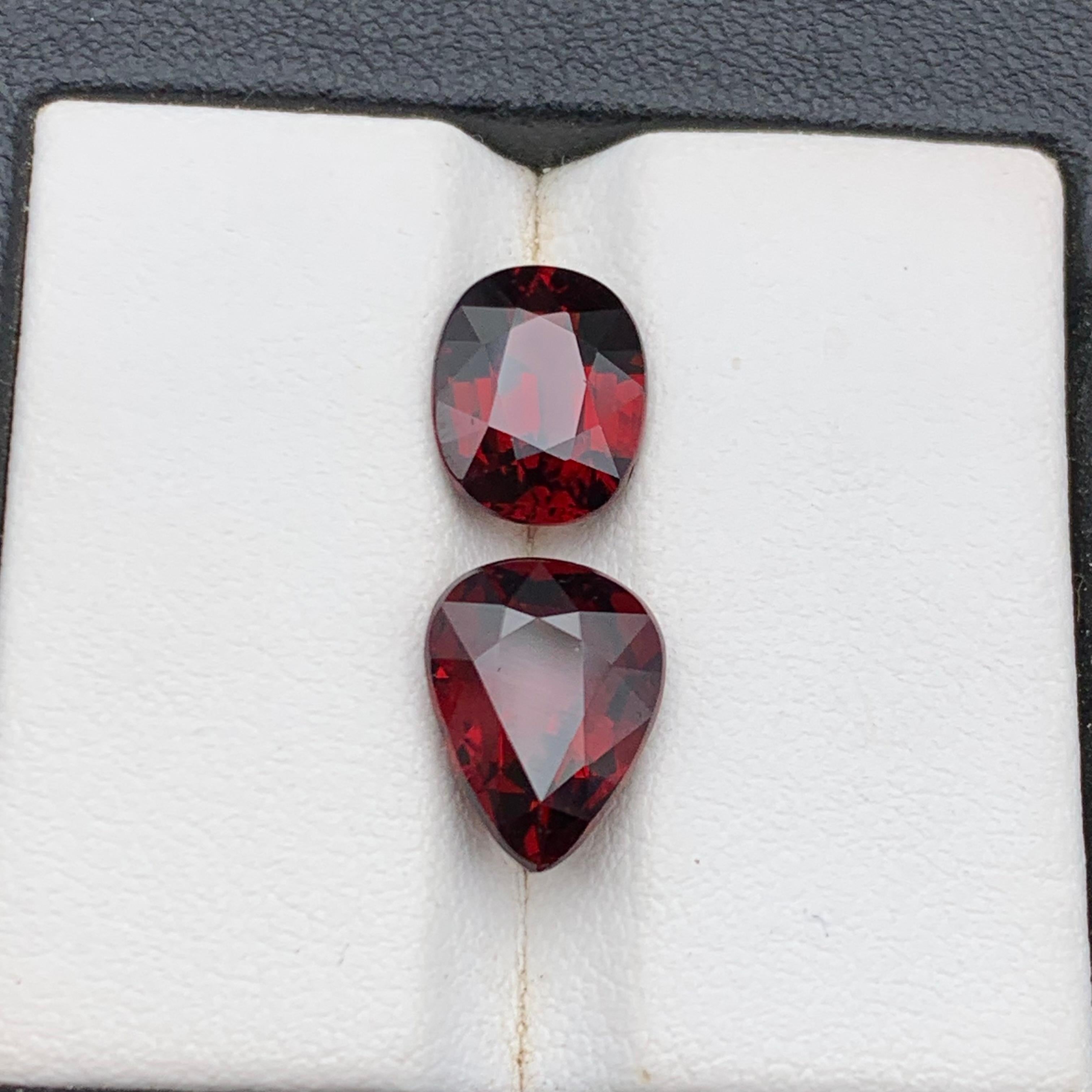 Darkish Red Rhodolite Garnet 7.13 Ct Natural Loose Gemstones Oval & Pear Cut For Sale 4