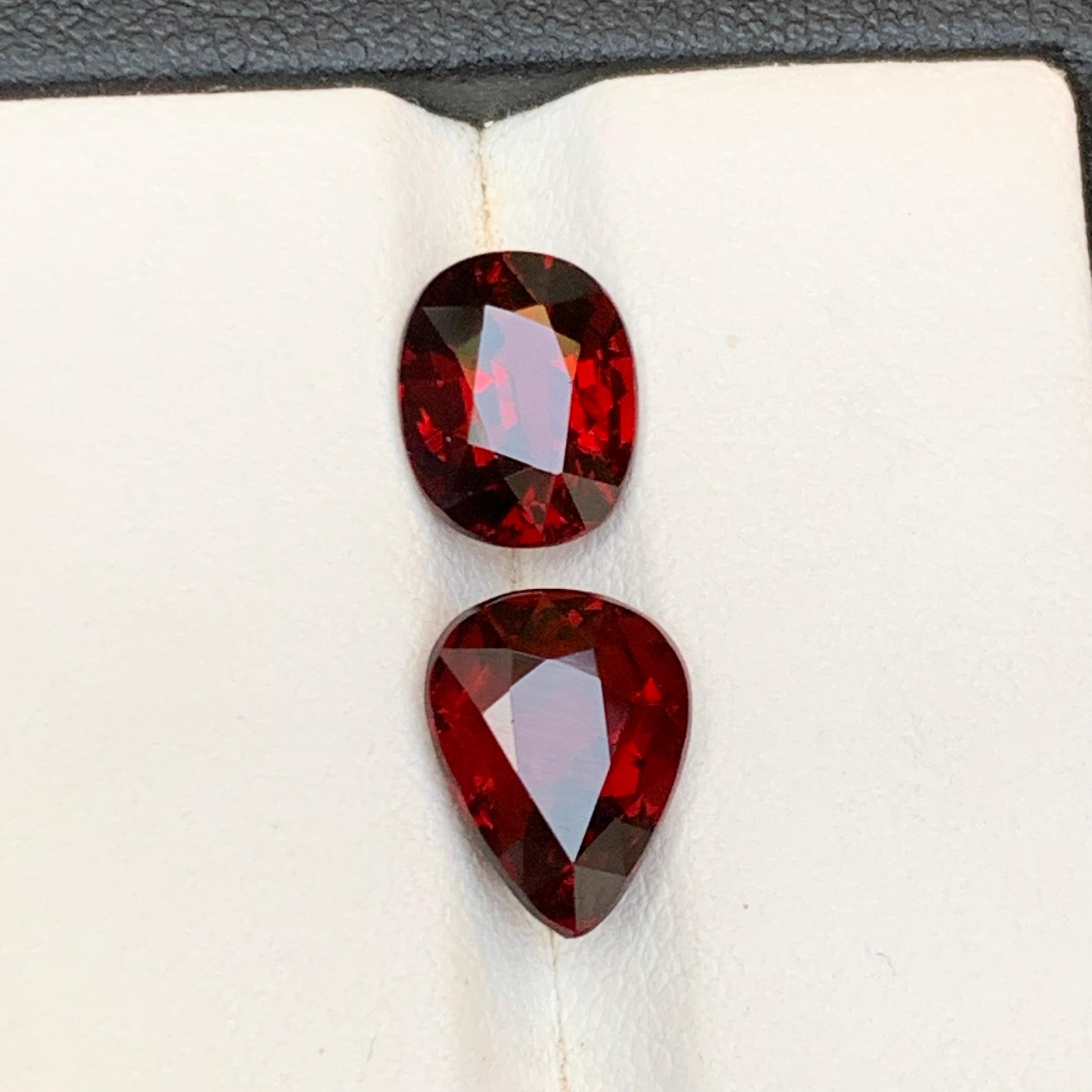 Darkish Red Rhodolite Garnet 7.13 Ct Natural Loose Gemstones Oval & Pear Cut For Sale 5