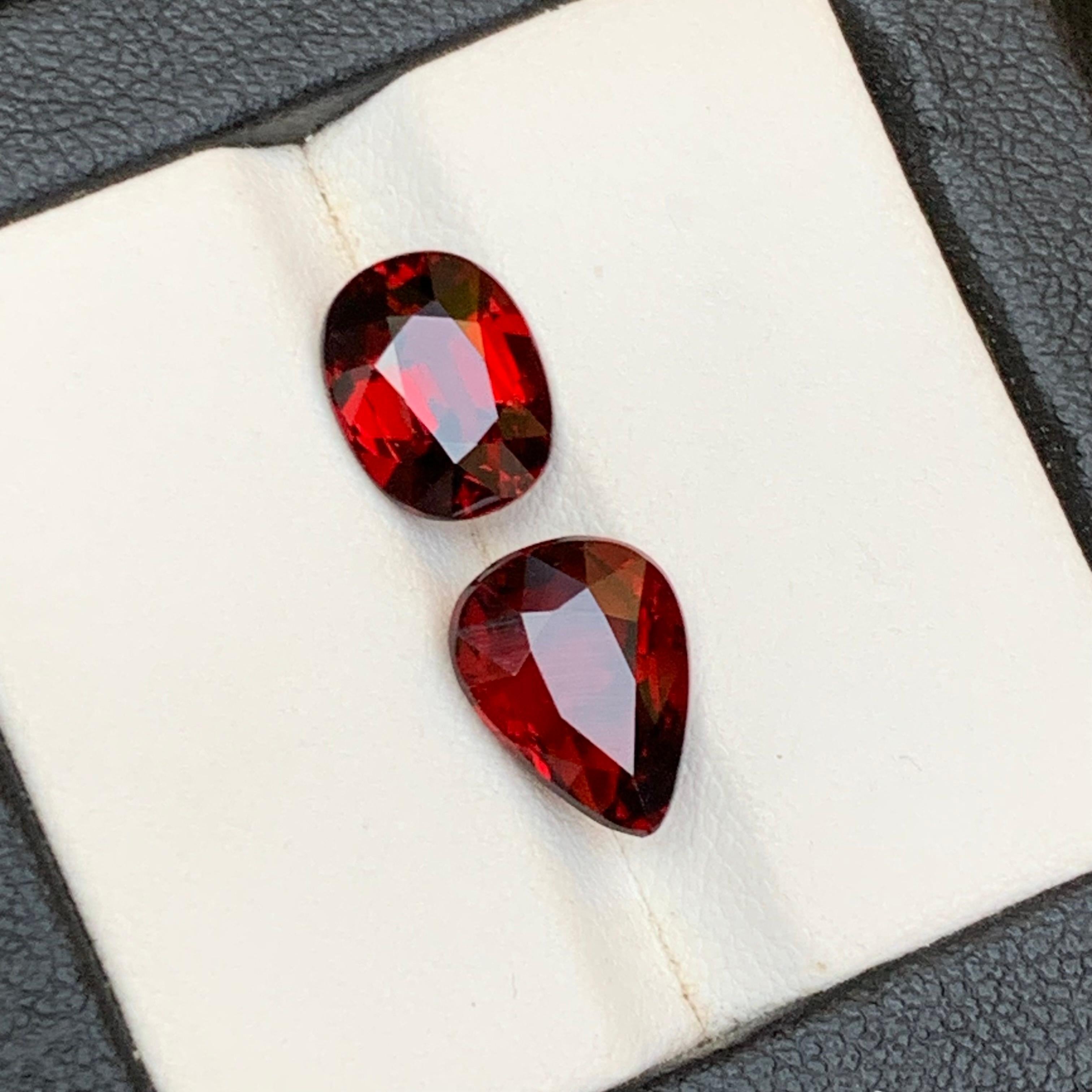 Darkish Red Rhodolite Garnet 7.13 Ct Natural Loose Gemstones Oval & Pear Cut For Sale 6