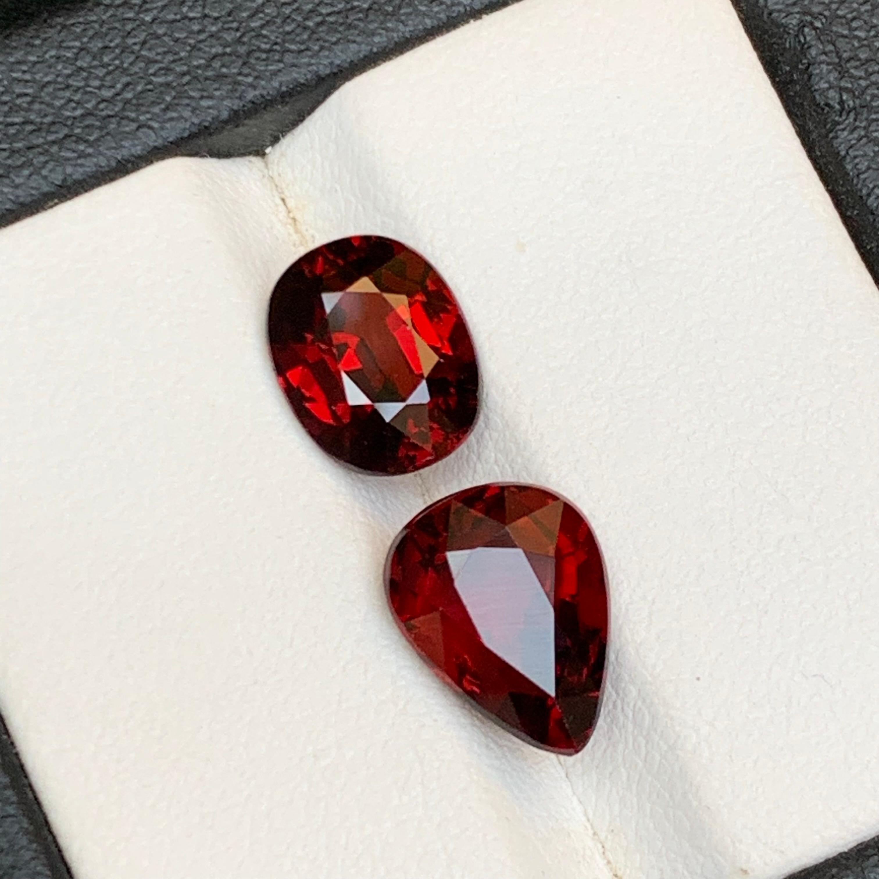 Darkish Red Rhodolite Garnet 7.13 Ct Natural Loose Gemstones Oval & Pear Cut For Sale 7