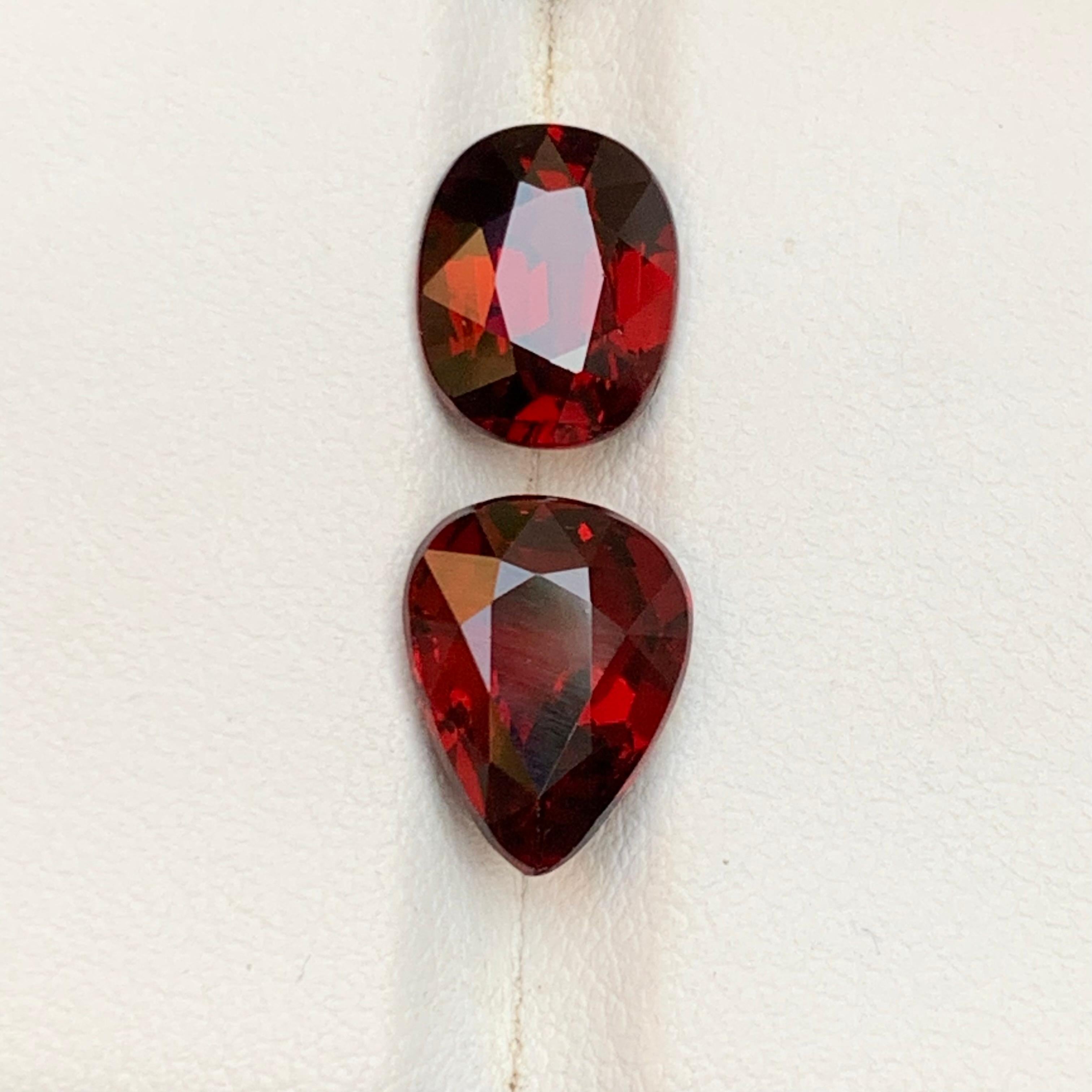 Darkish Red Rhodolite Garnet 7.13 Ct Natural Loose Gemstones Oval & Pear Cut For Sale 1