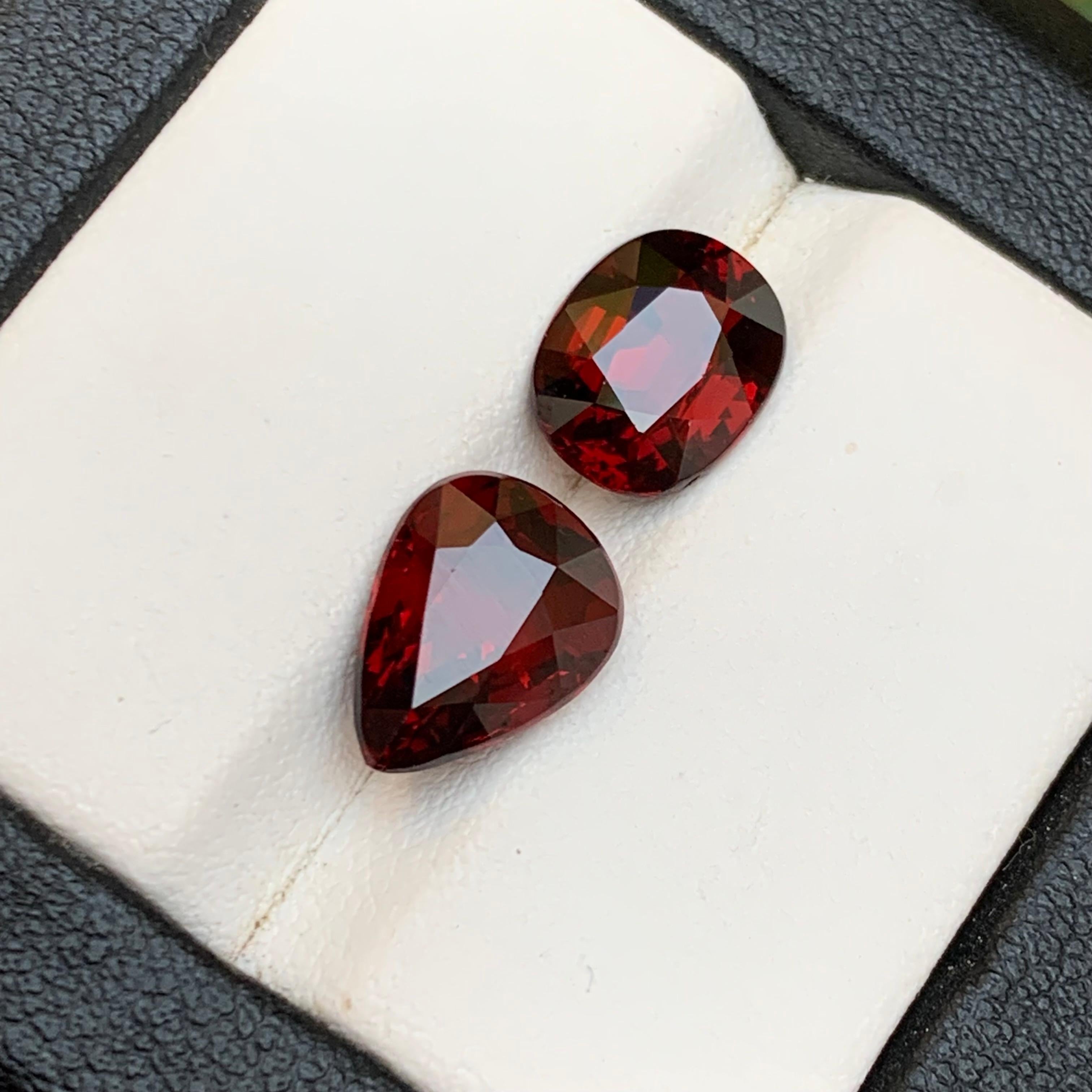 Darkish Red Rhodolite Garnet 7.13 Ct Natural Loose Gemstones Oval & Pear Cut For Sale 2