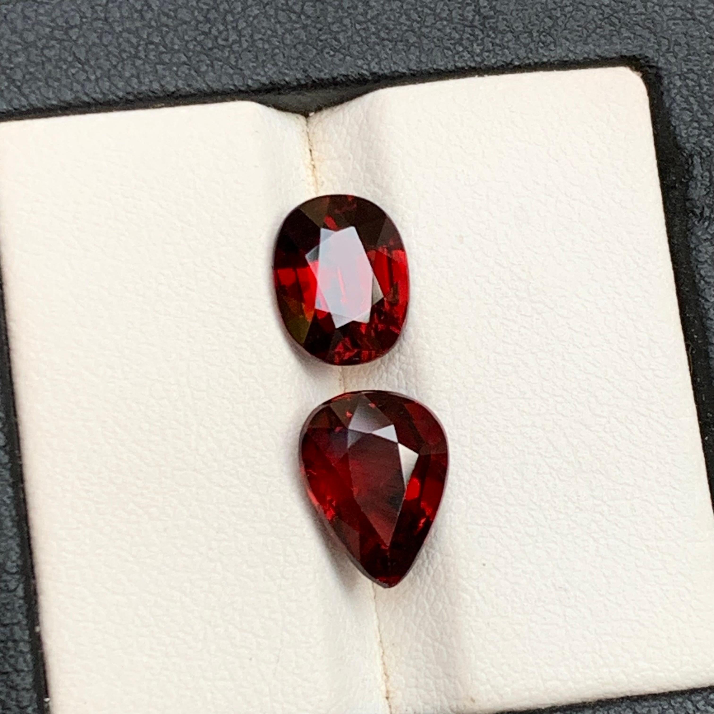 Darkish Red Rhodolite Garnet 7.13 Ct Natural Loose Gemstones Oval & Pear Cut For Sale 3