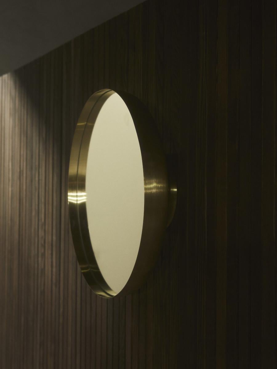 Contemporary Darkly Mirror, Large, Brass, Designed by Nick Ross For Sale