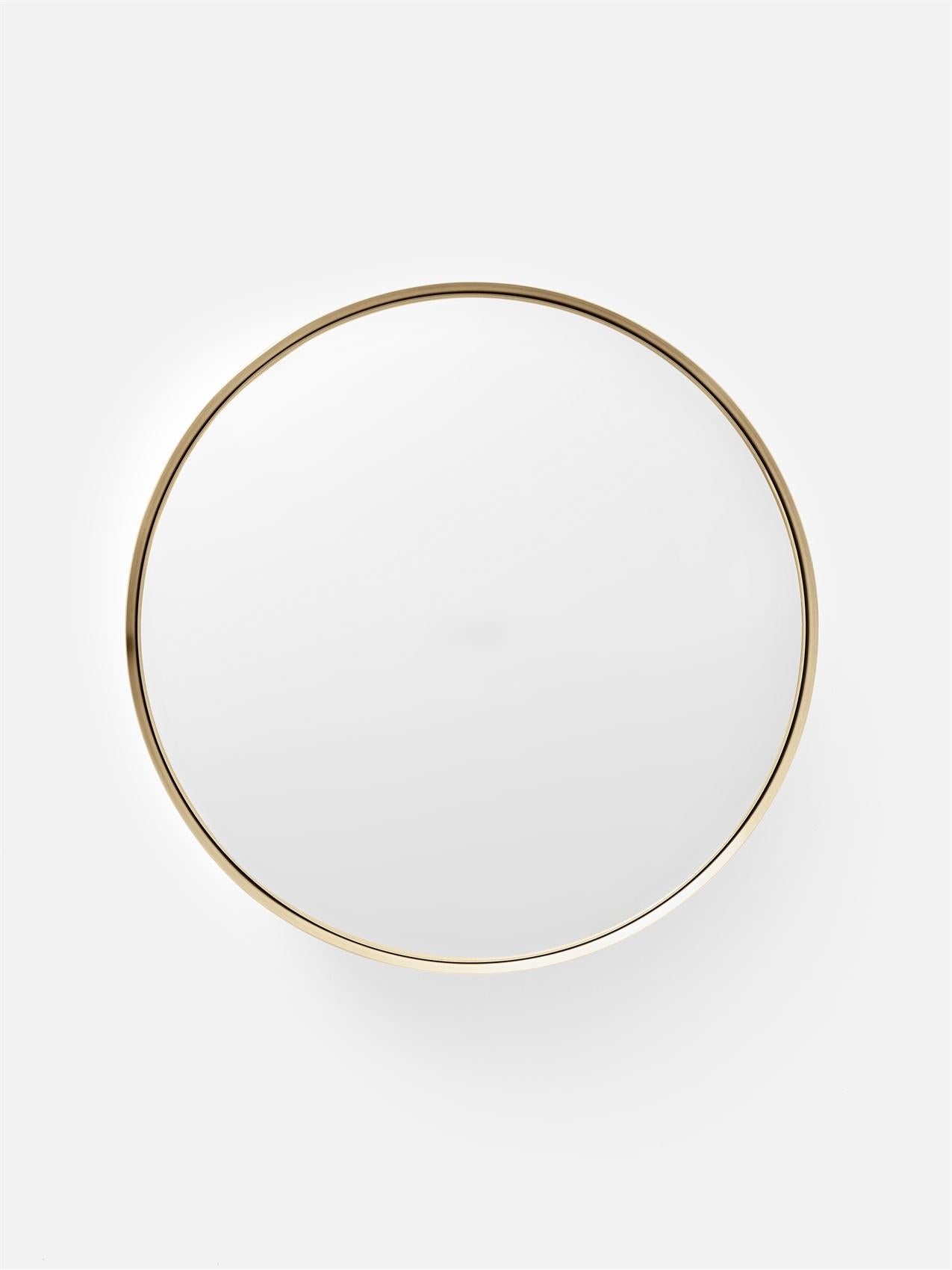 Scandinavian Modern Darkly Mirror, Medium, Brass, Designed by Nick Ross For Sale