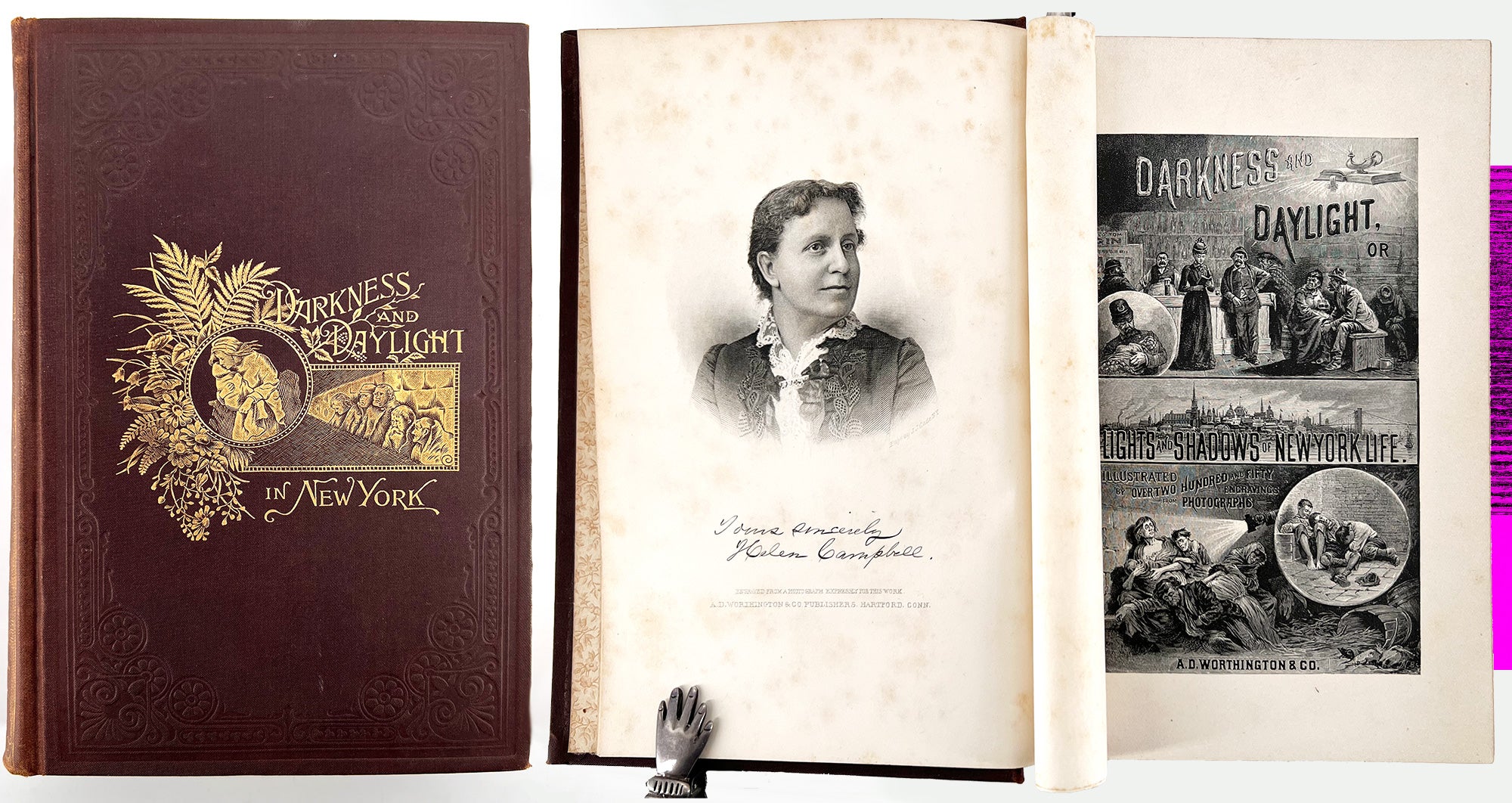 PRIMA EDIZIONE di Darkness and Daylight, or Lights and Shadows of New York Life; A pictorial Record of Personal Experiences by Day and Night in the Great Metropolis (Buio e luce del giorno o luci e ombre della vita di New York)

Hartford: Hartford