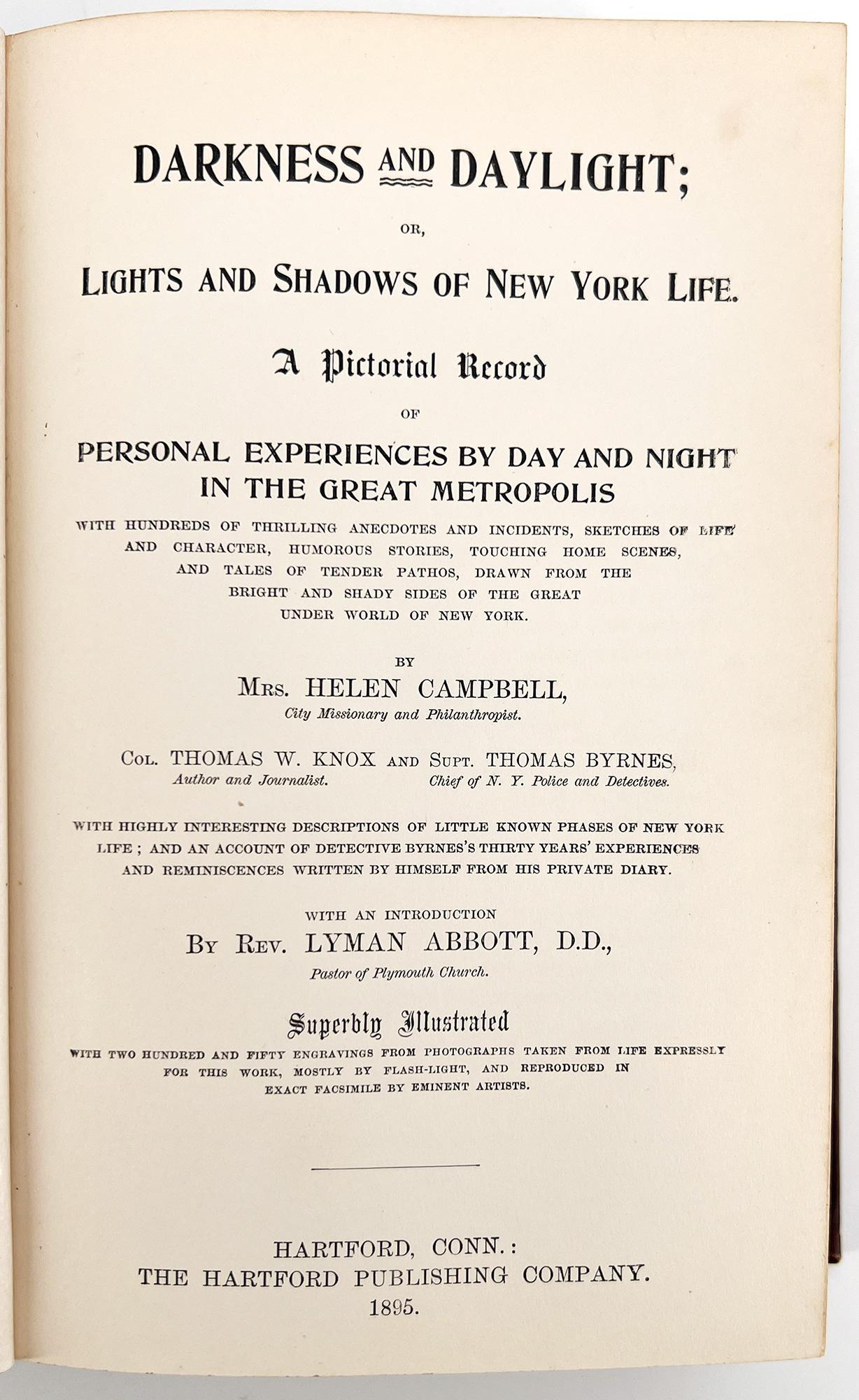 Buio e luce del giorno, o luci e ombre della vita di New York di Helen Campbell in vendita 1