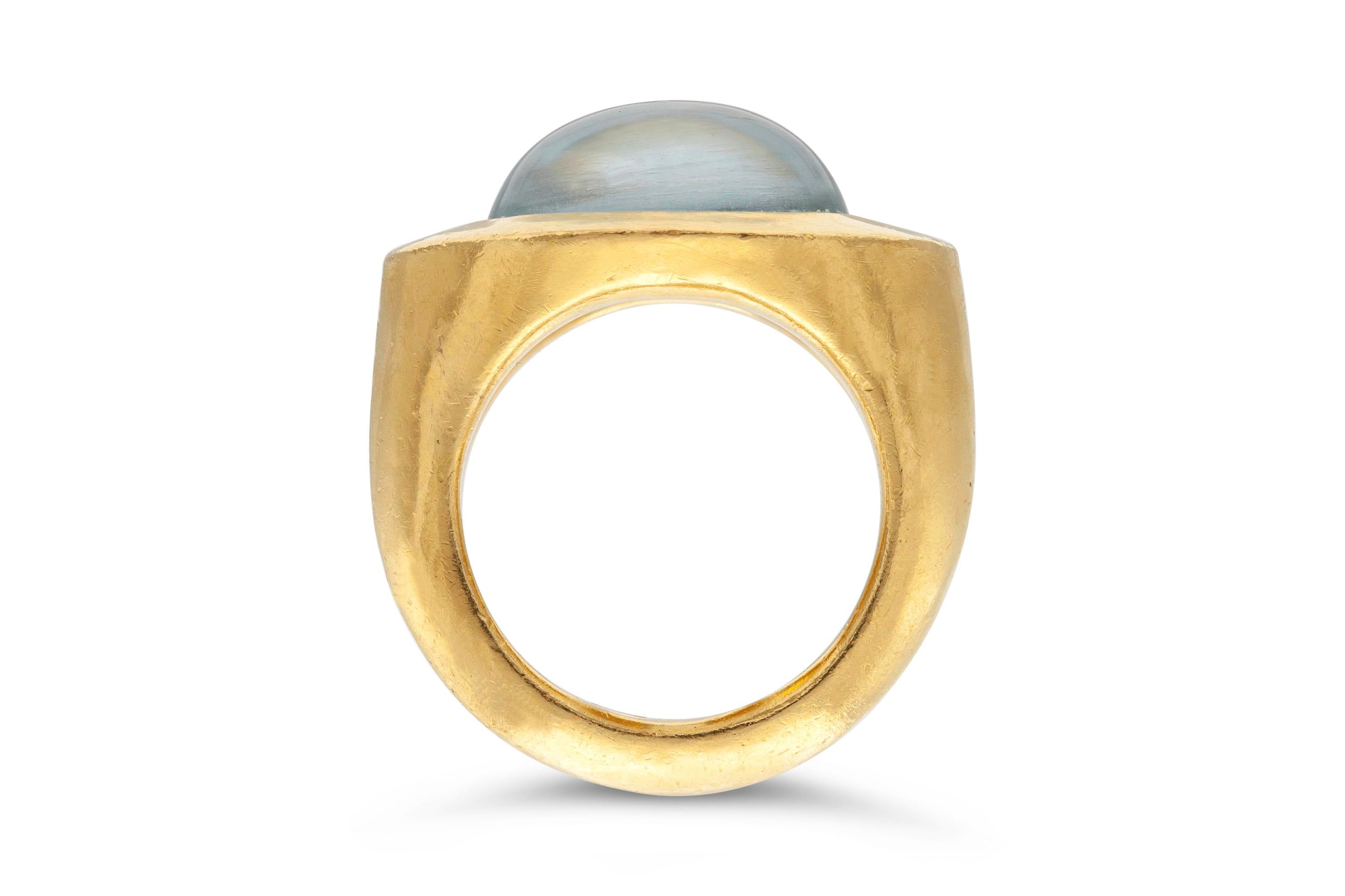 Women's or Men's Darlene de Sedle Cabochon Aquamarine Ring