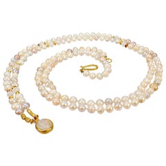 Darlene de Sedle Pearl 22 Karat Gold and Moonstone Necklace