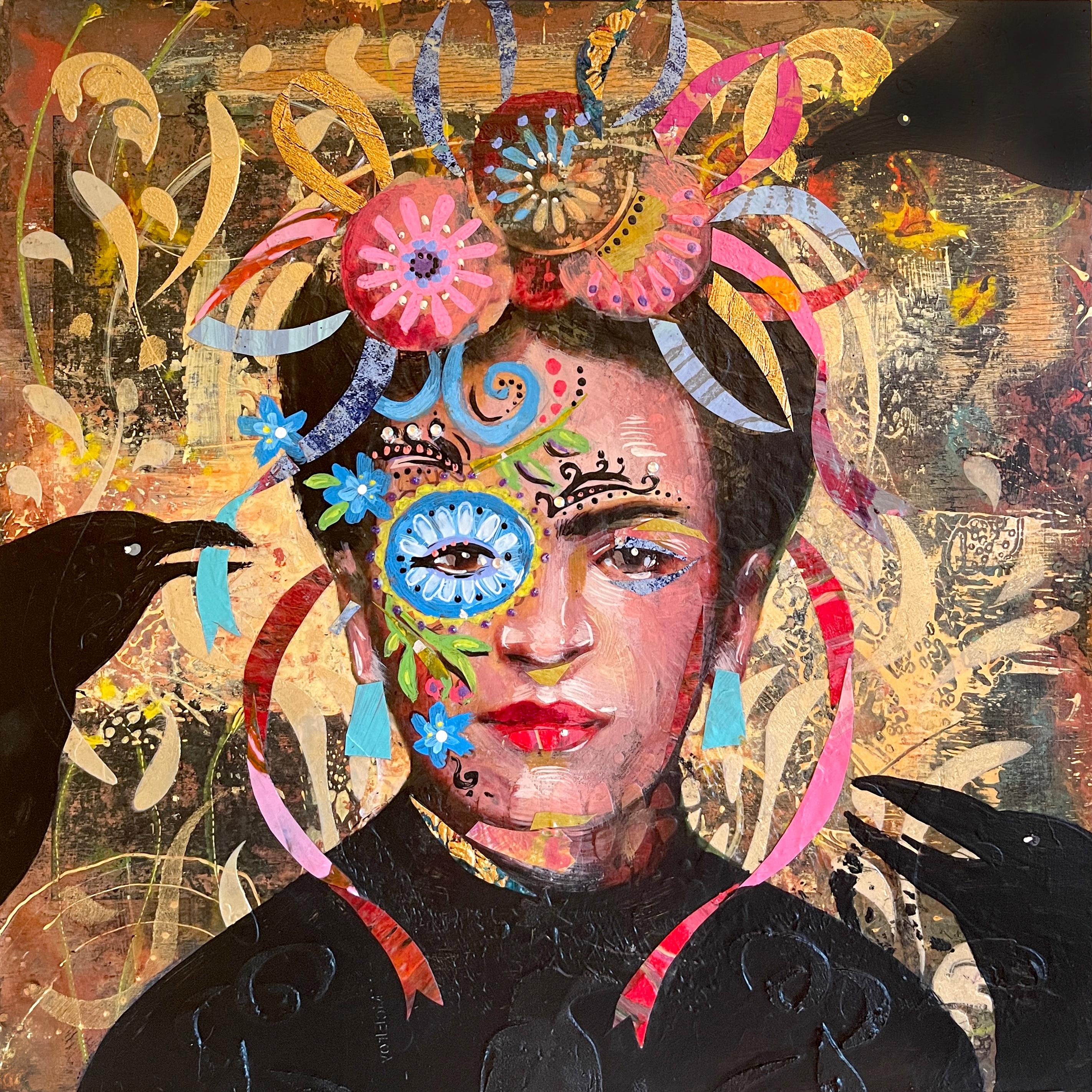 Crows 
Crone, Original Painting - Mixed Media Art by Darlene McElroy