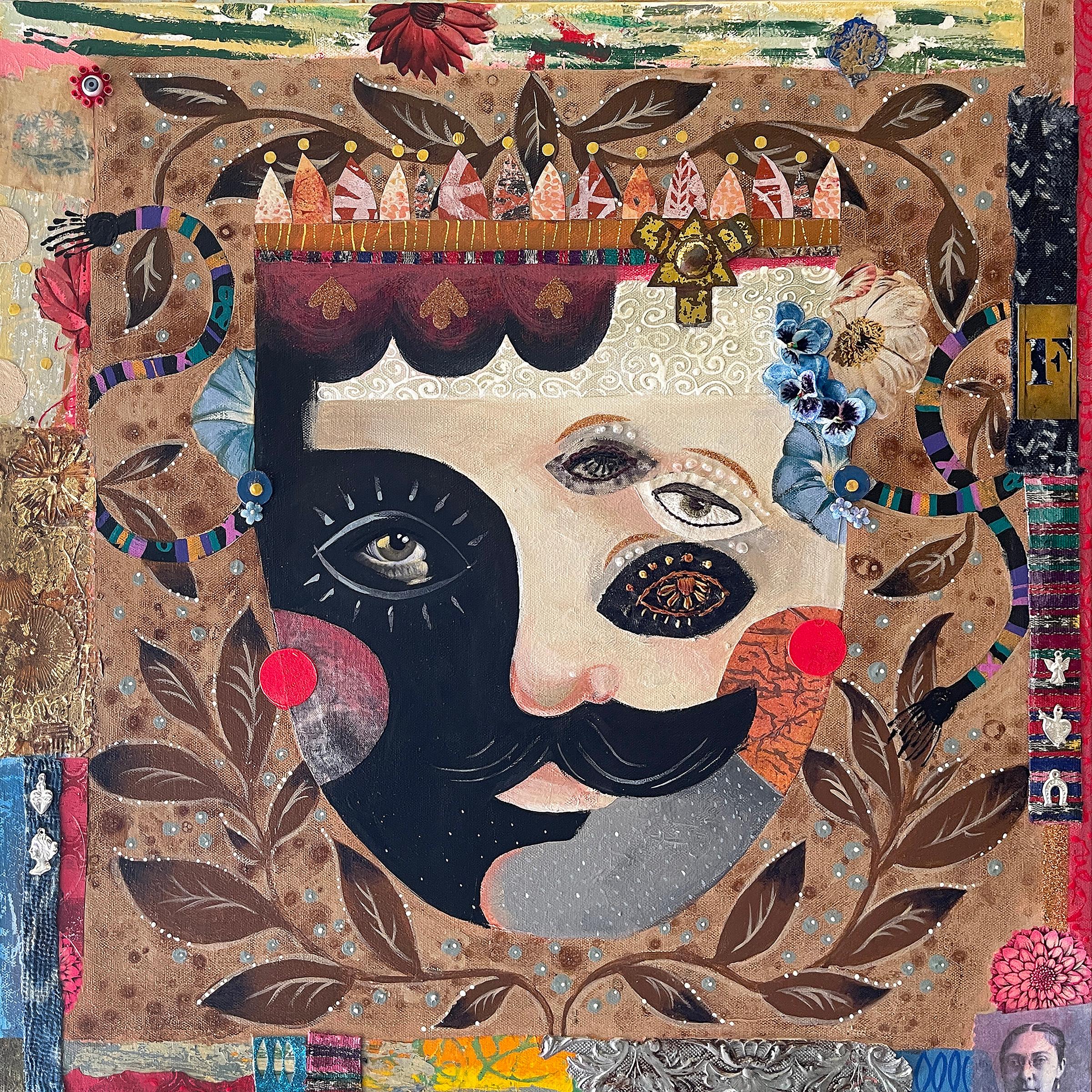 Su Alma Mascarada, Originalgemälde – Mixed Media Art von Darlene McElroy
