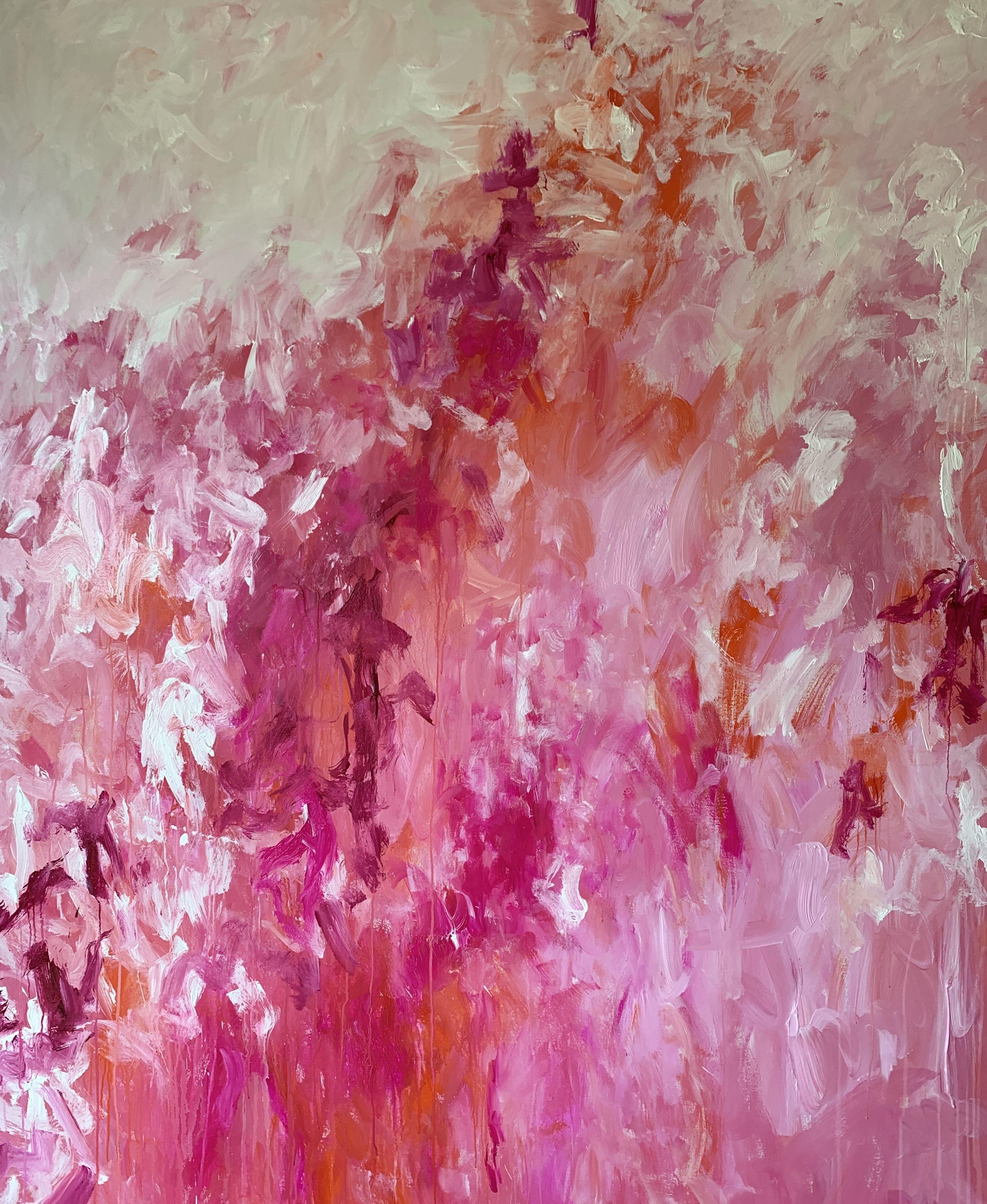 "Anticipation" is exclusively through Zatista with pinks, and white, magenta and orange gestural brushstrokes. Darlene loves to imagine and create with soft pinks in her florals and of course her impressionistic abstracts.  There is a great amount