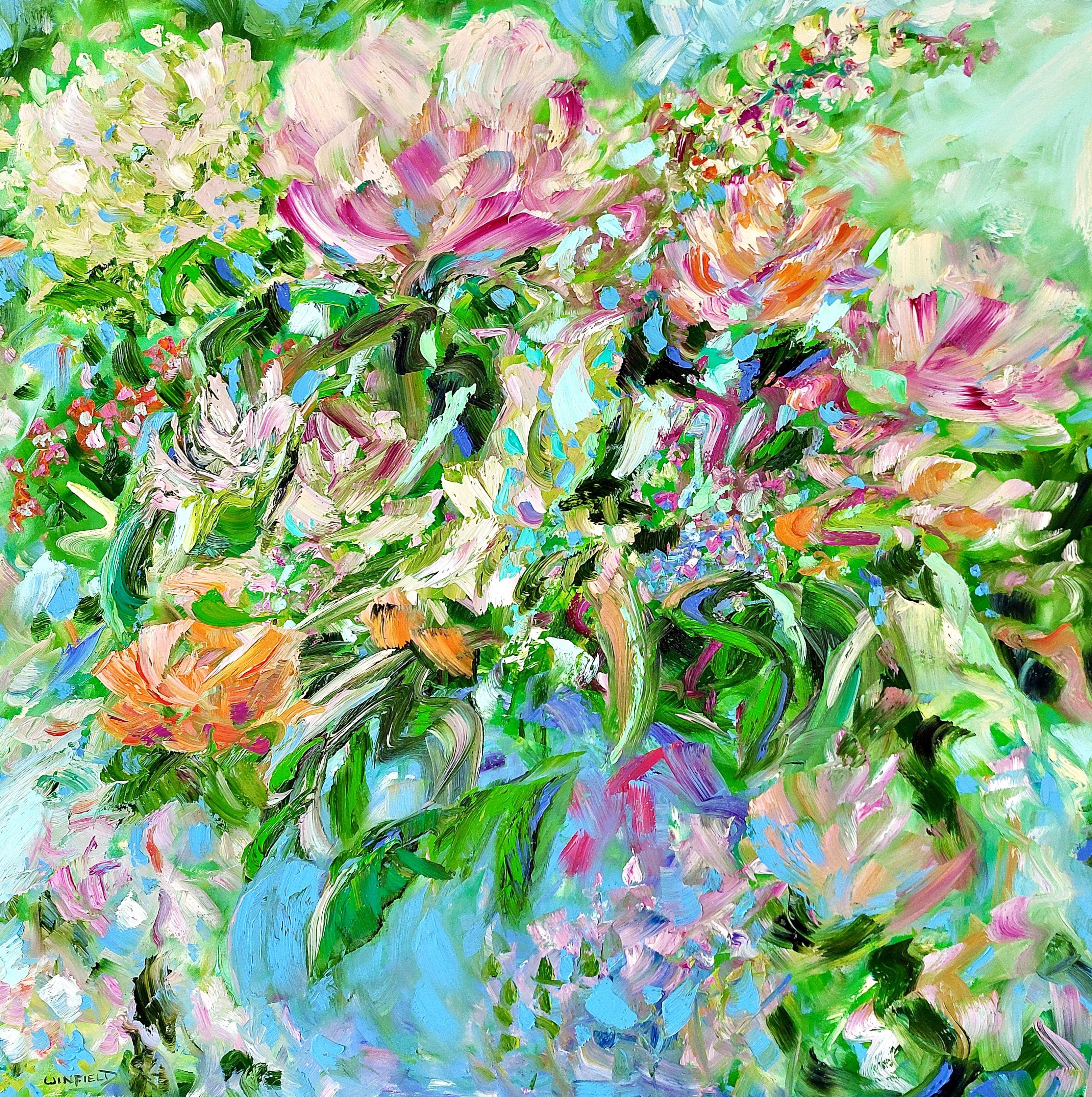 When nature takes over the container (vase) that we provide for the flowers. :: Painting :: Impressionist :: This piece comes with an official certificate of authenticity signed by the artist :: Ready to Hang: Yes :: Signed: Yes :: Signature