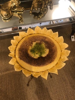 Darling Ceramic Sunflower Side Table with Iron Base