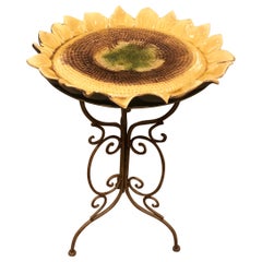 Darling Ceramic Sunflower Side Table with Iron Base