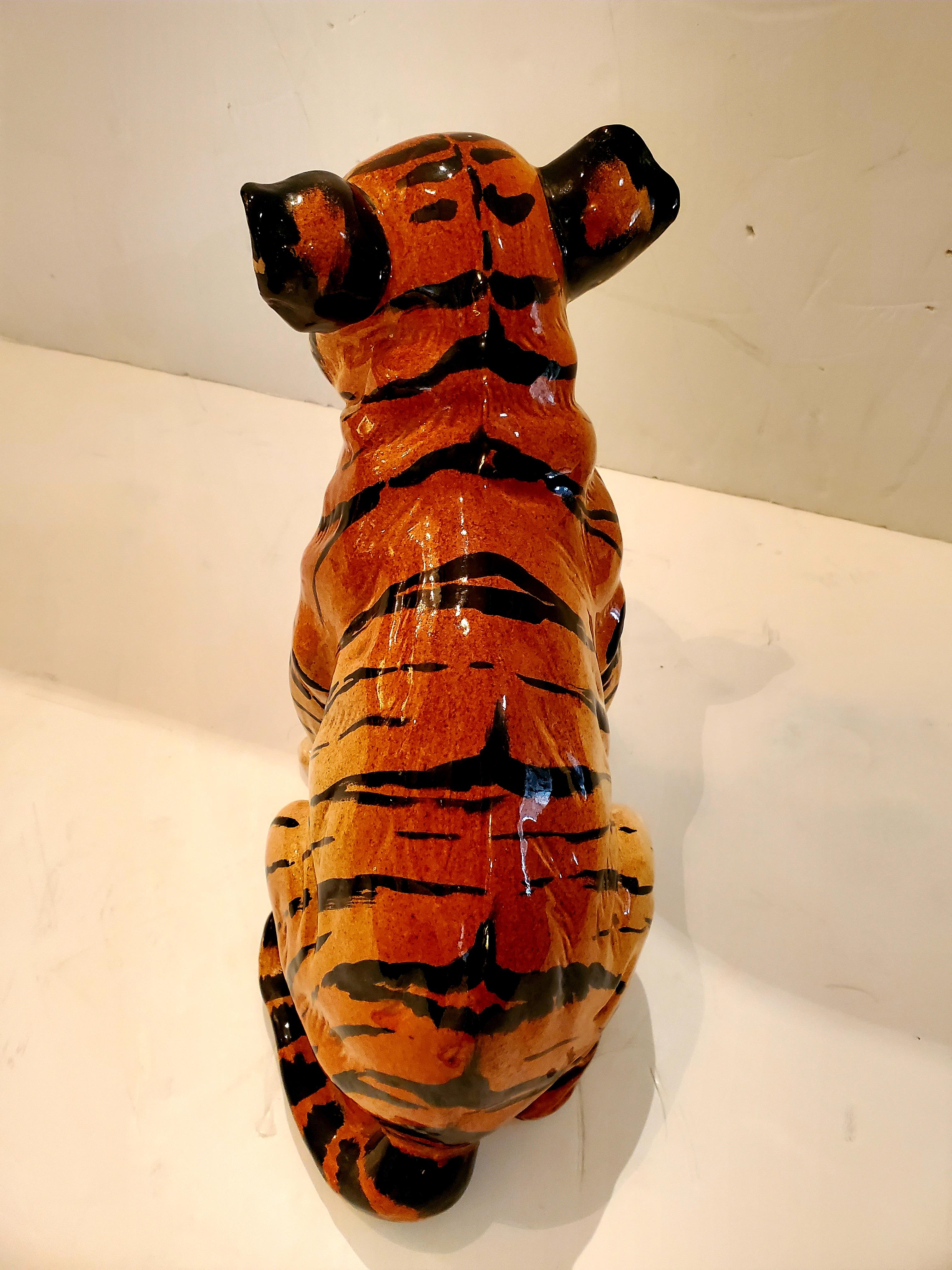 Late 20th Century Darling Italian Ceramic Tiger Cub Sculpture